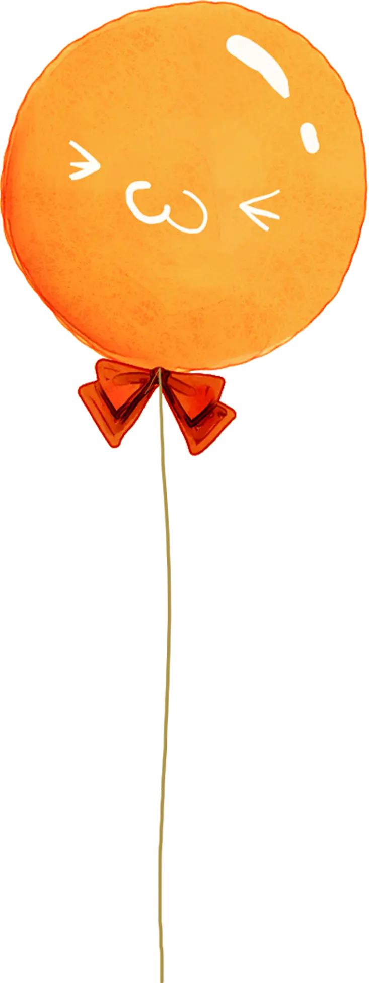 Orange Balloon with Cute Face and Bow