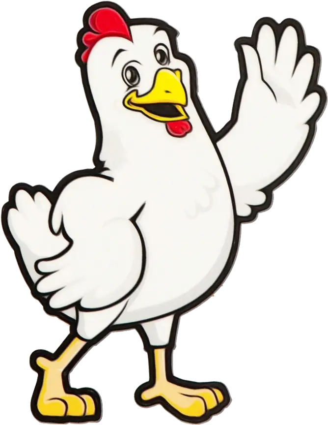 Friendly Cartoon Chicken Waving