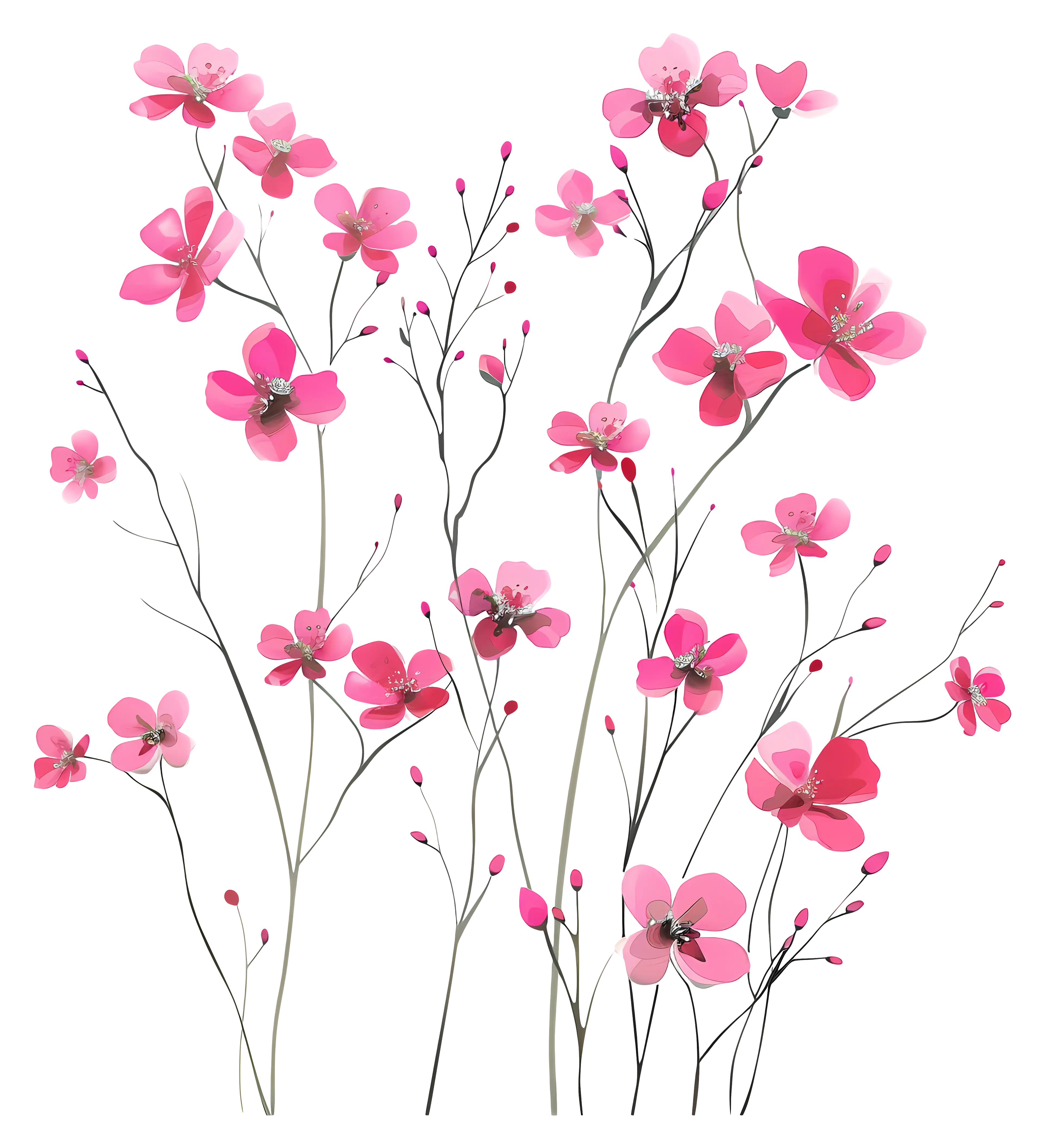 Pink Cherry Blossom Flowers Illustration
