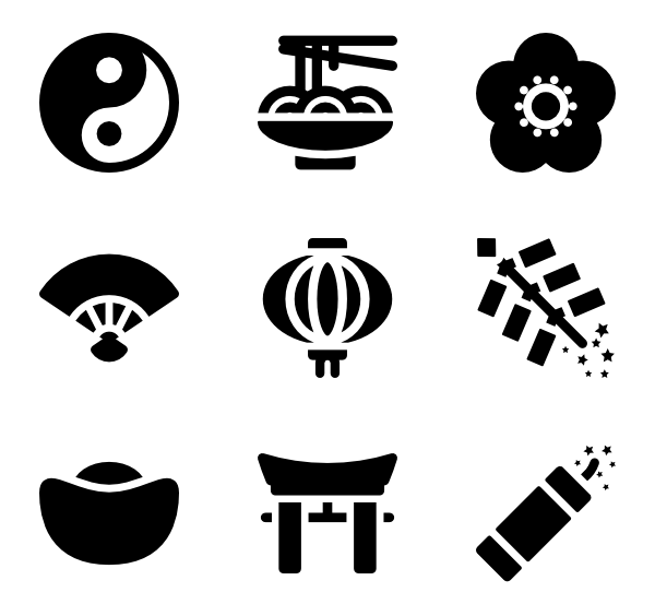 Traditional Chinese Symbols in Black