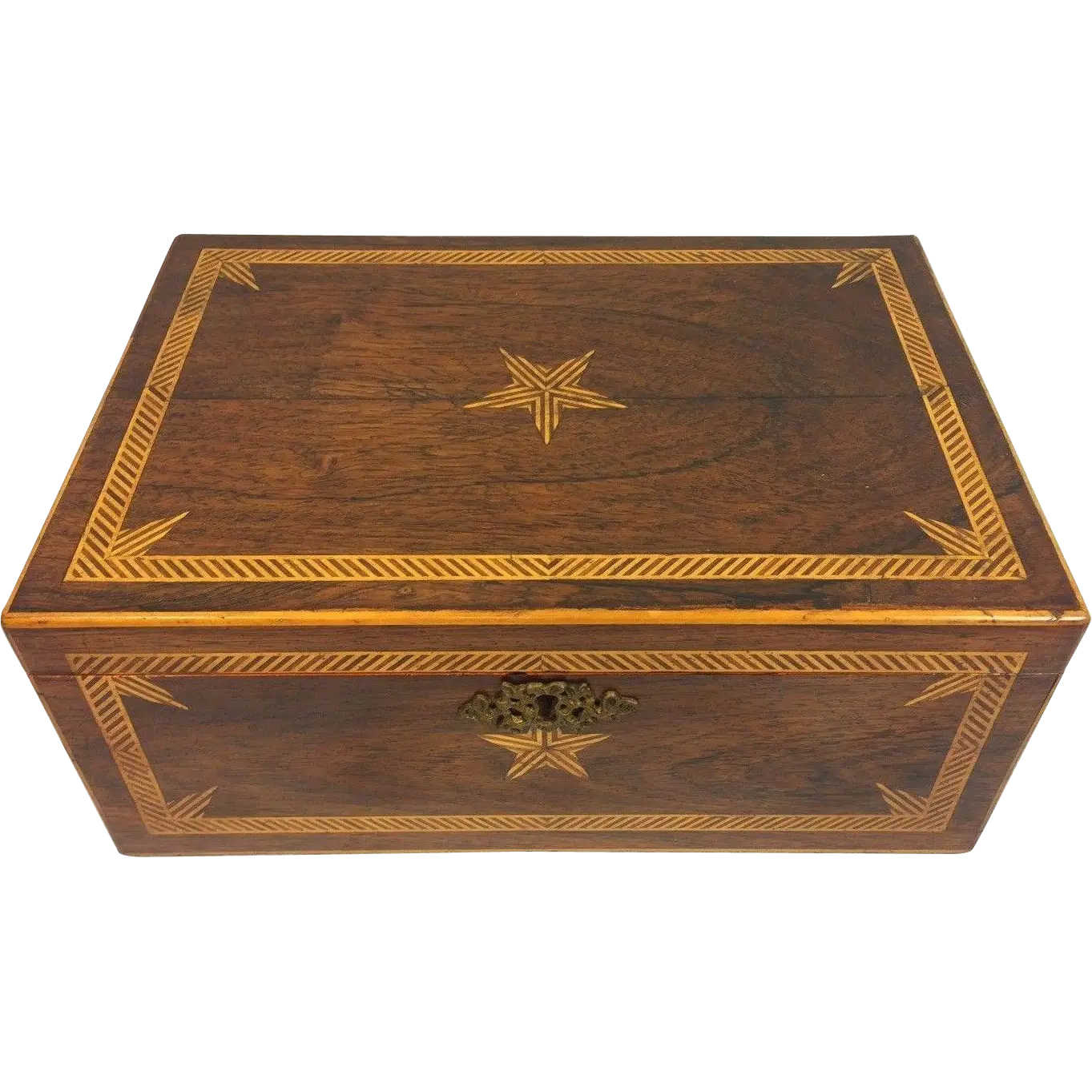 Decorative Wooden Box with Star Inlay