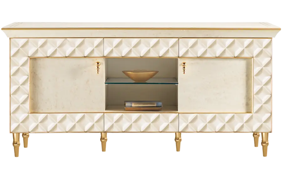 White Cabinet with Gold Accents