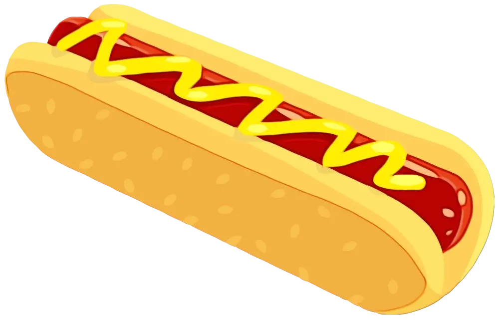 Hot Dog Illustration with Mustard Topping