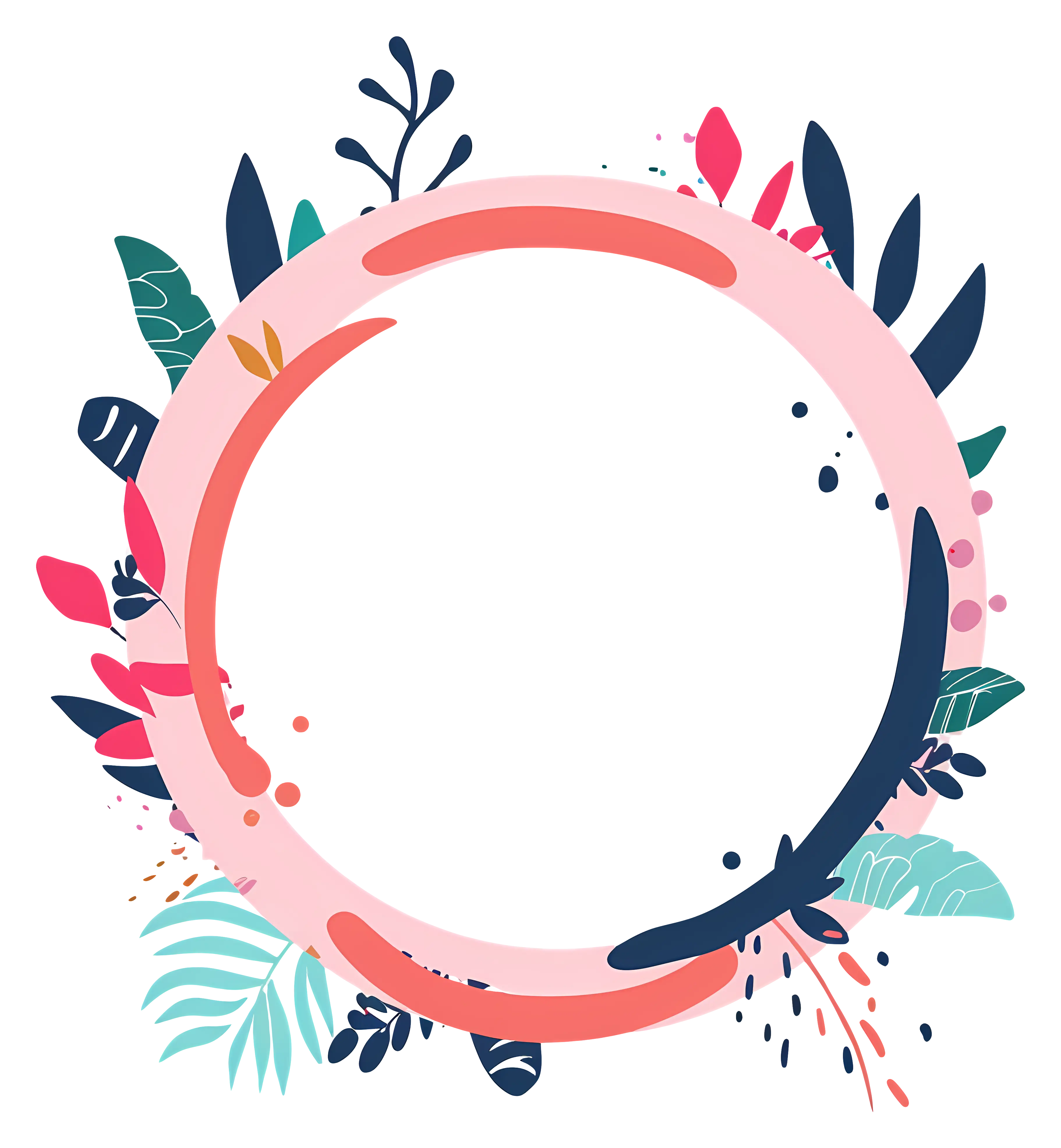 Decorative Round Frame with Colorful Leaves