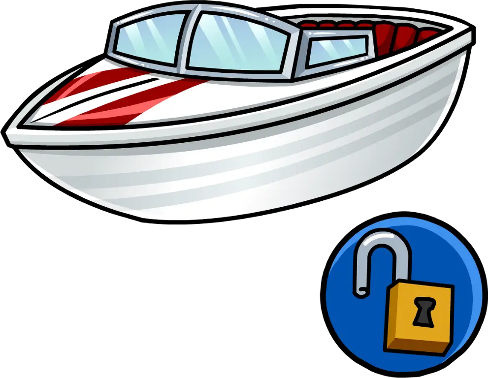 Speedboat Illustration with Lock Icon
