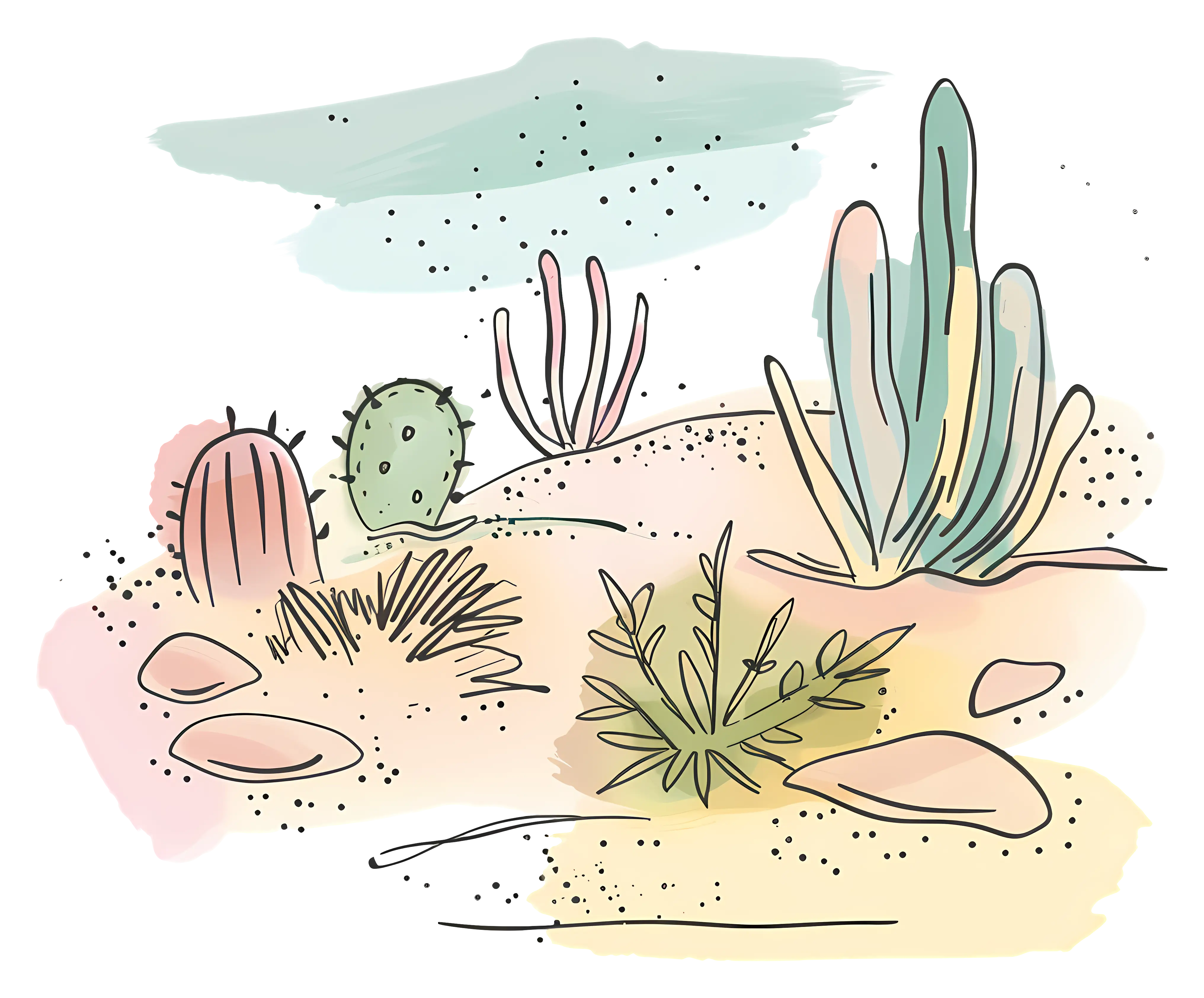 Desert Landscape with Cacti