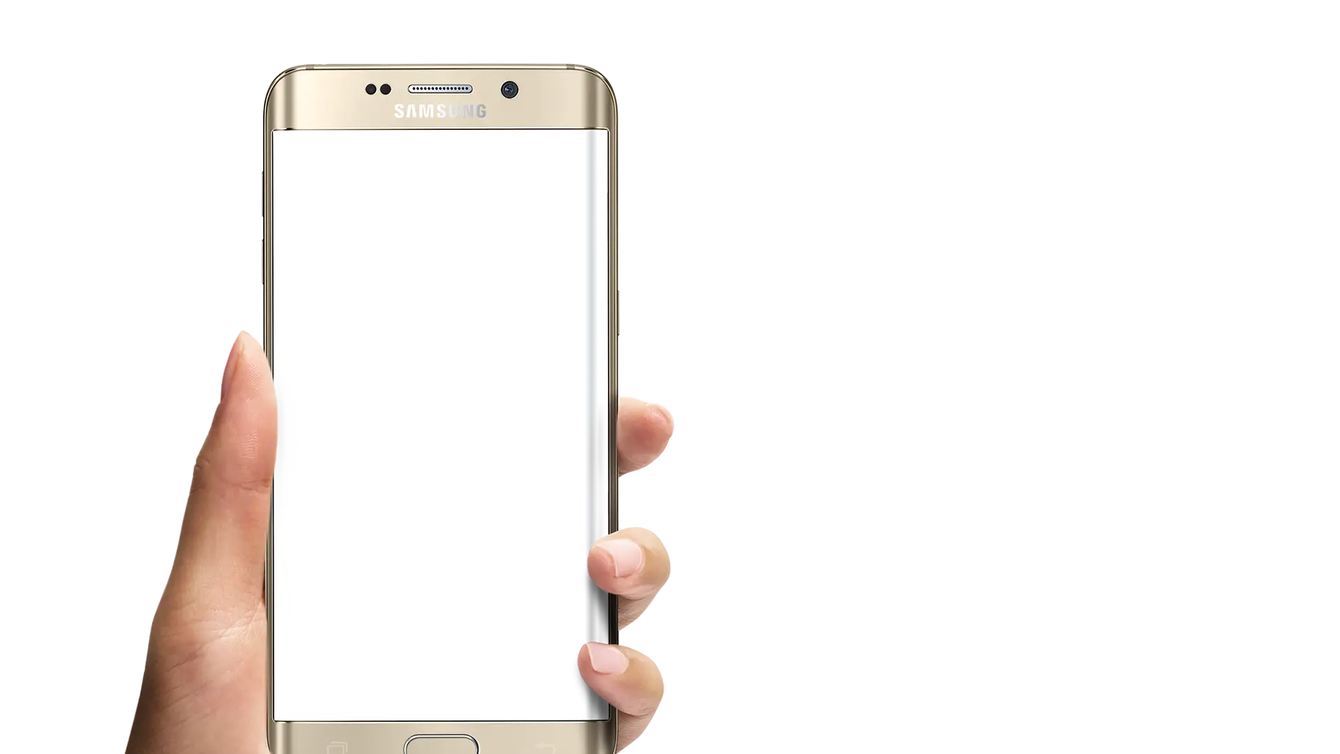 Hand Holding a Smartphone with Gold Edges