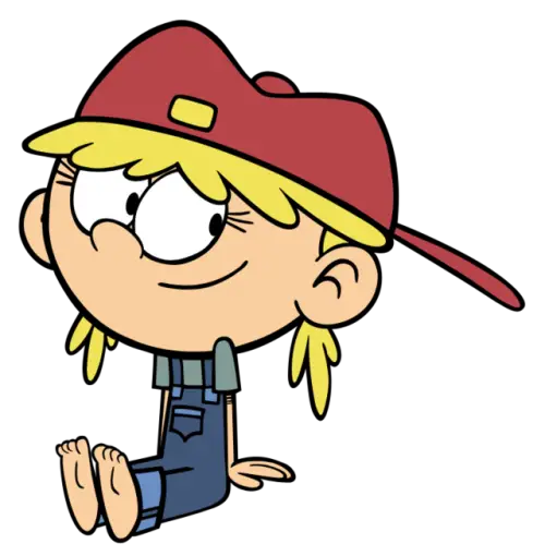 Smiling Cartoon Girl Wearing a Red Cap and Overalls