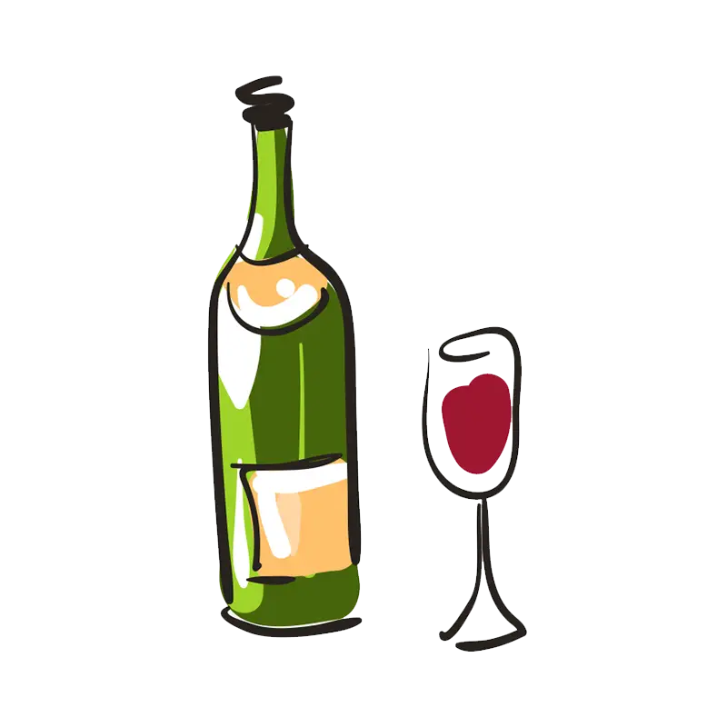 Wine Bottle and Glass Illustration