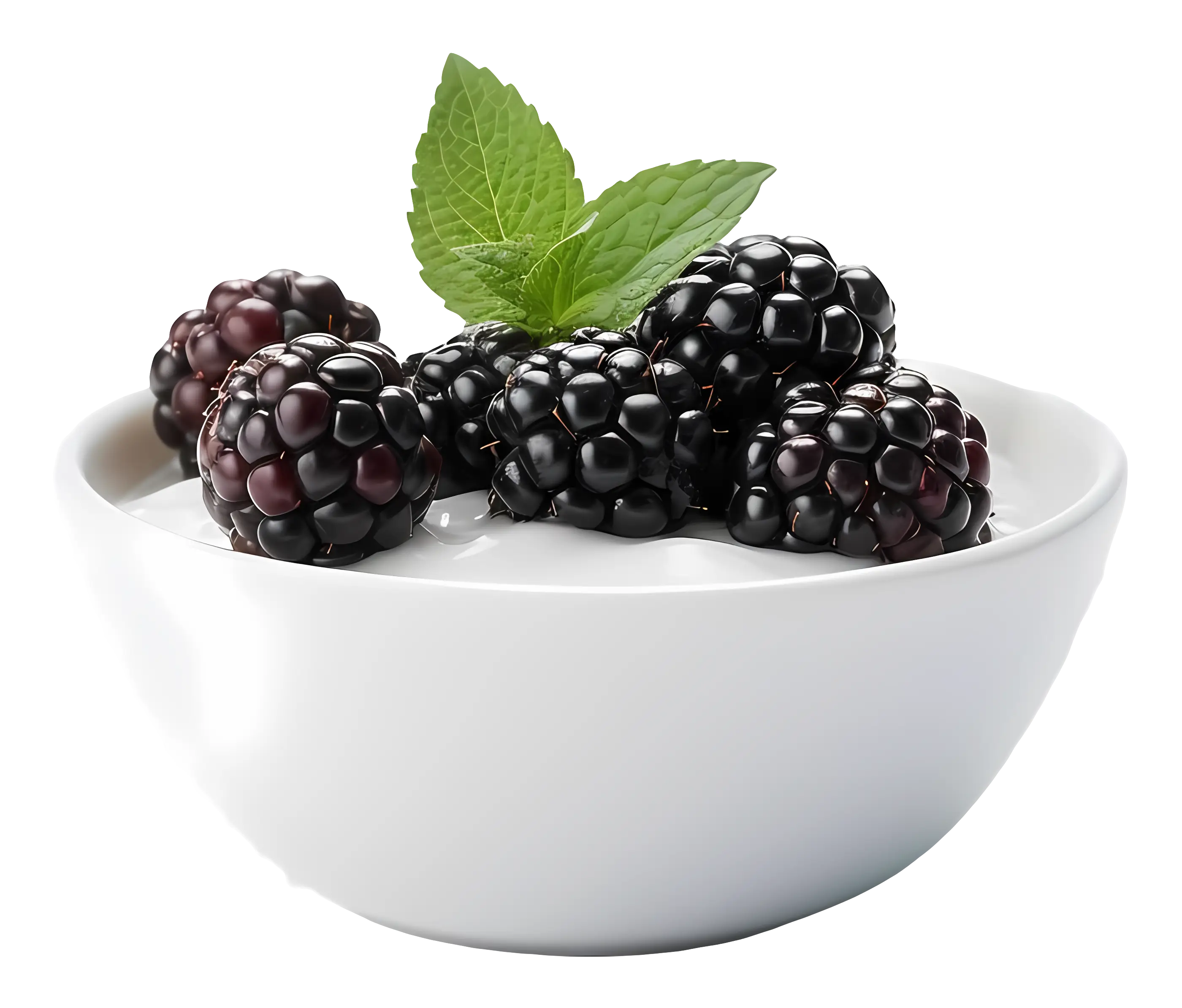Fresh Blackberries in White Bowl