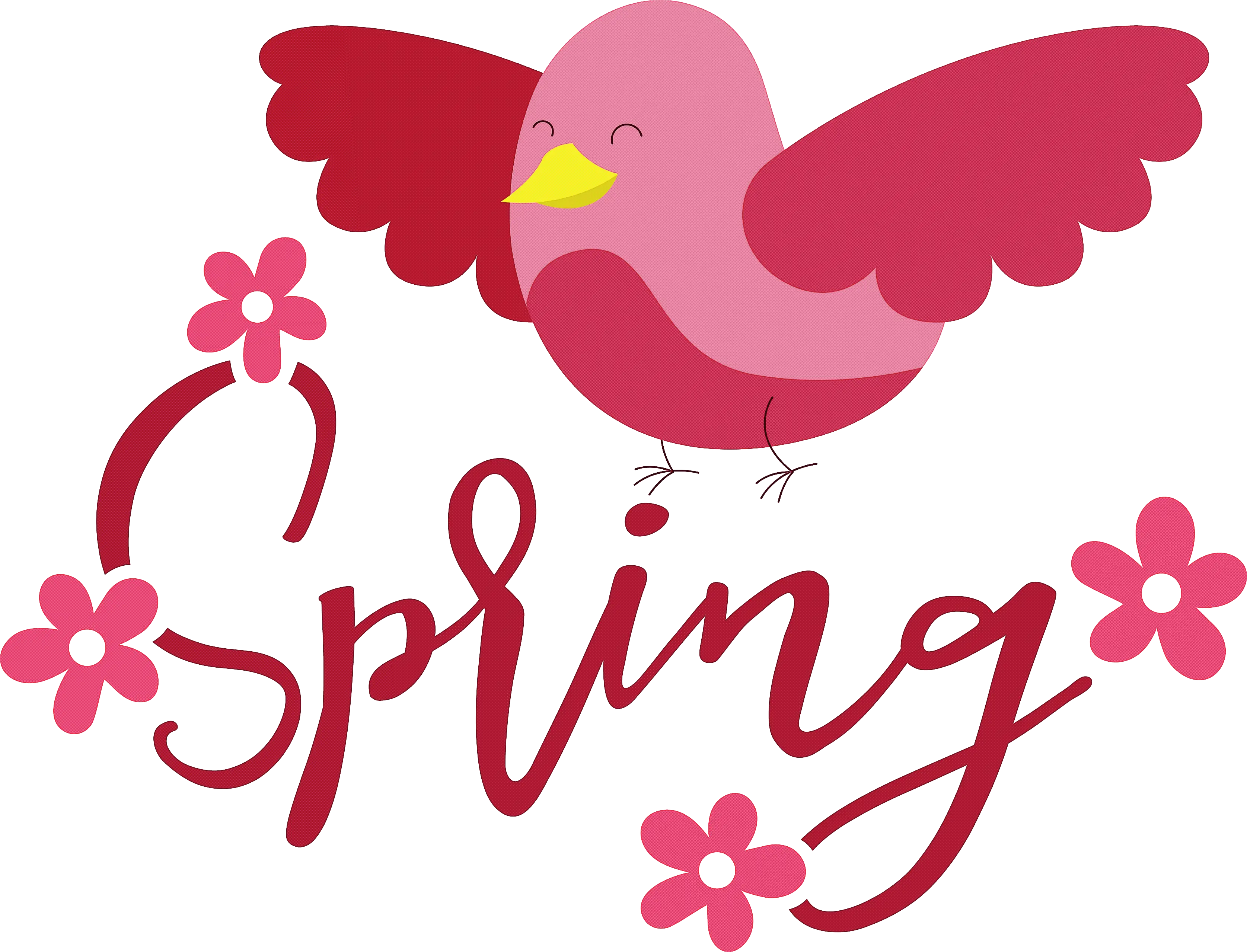 Happy Spring Bird with Floral Design