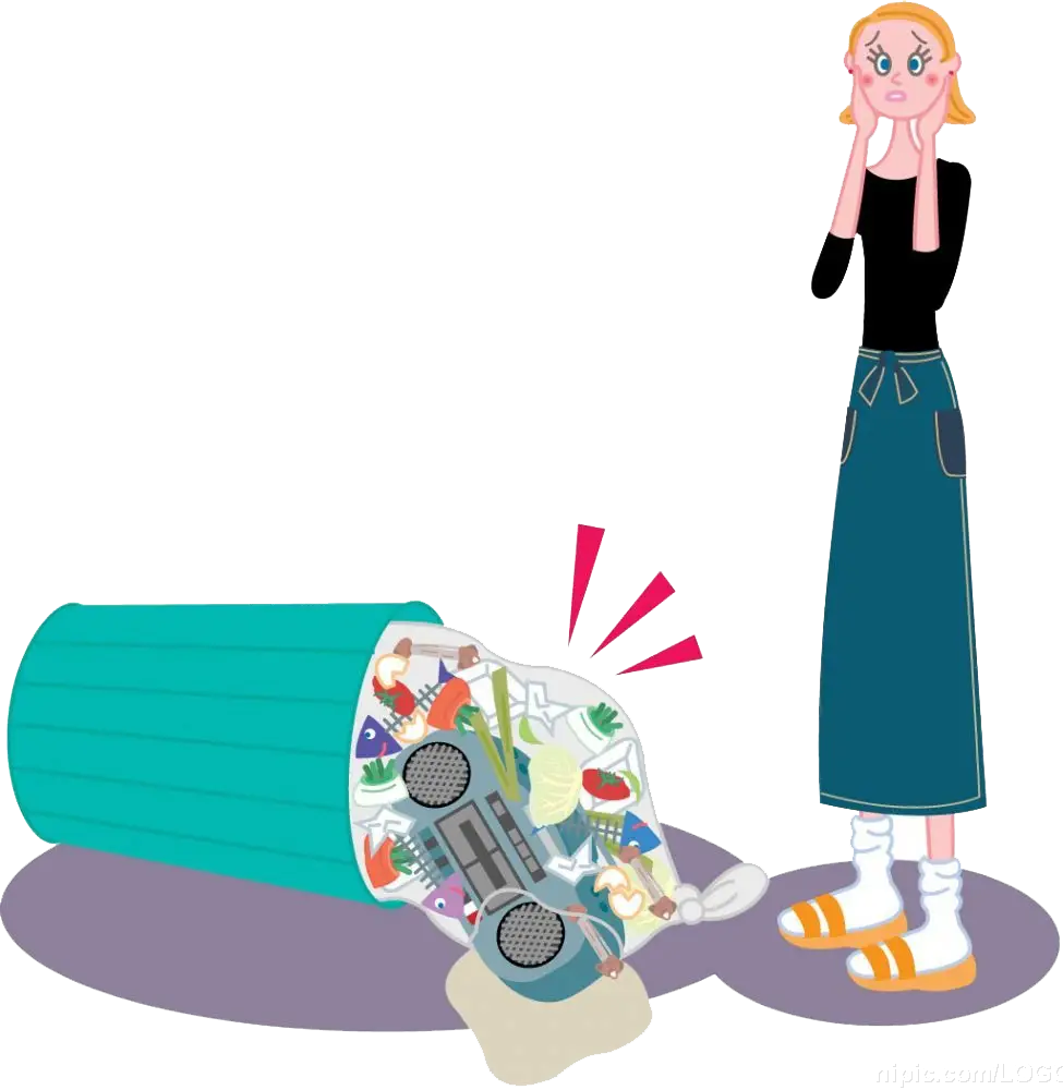 Illustration of Spilled Trash Can