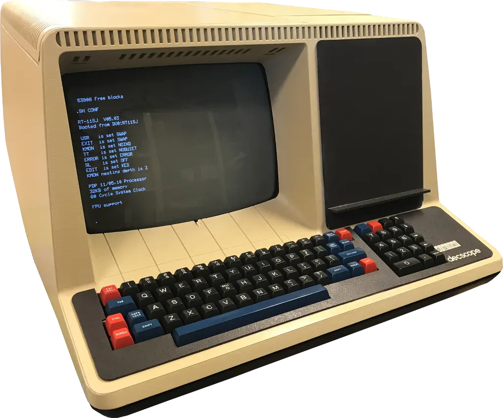 Vintage Computer with Keyboard and Screen