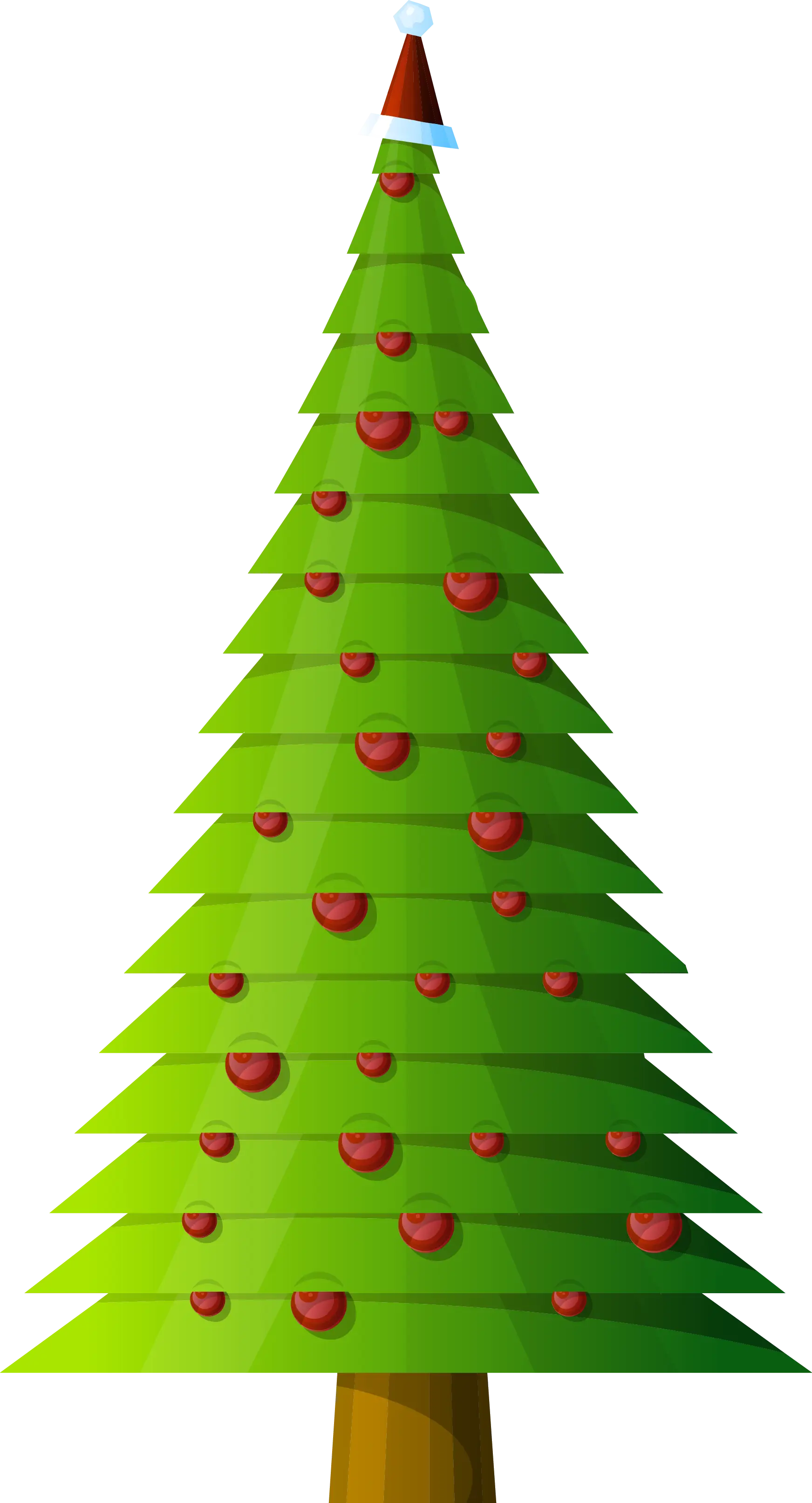 Green Decorated Christmas Tree with Red Ornaments