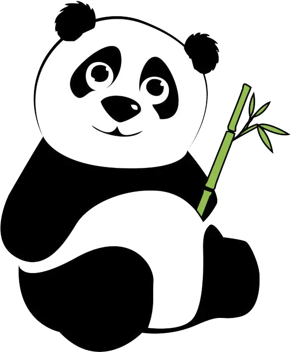 Cartoon Panda Holding Bamboo Stick