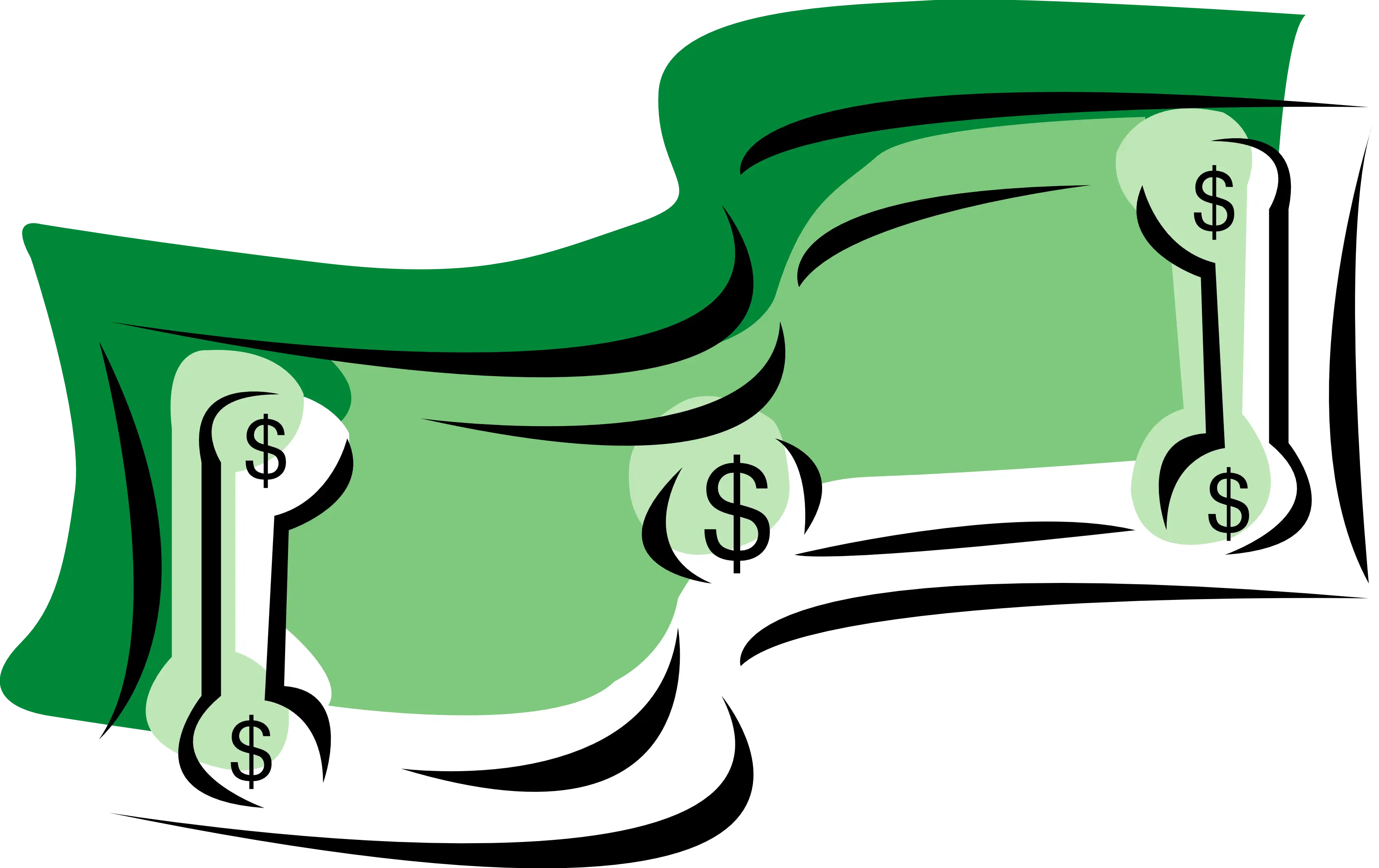 Cartoon Style Dollar Bills Illustration