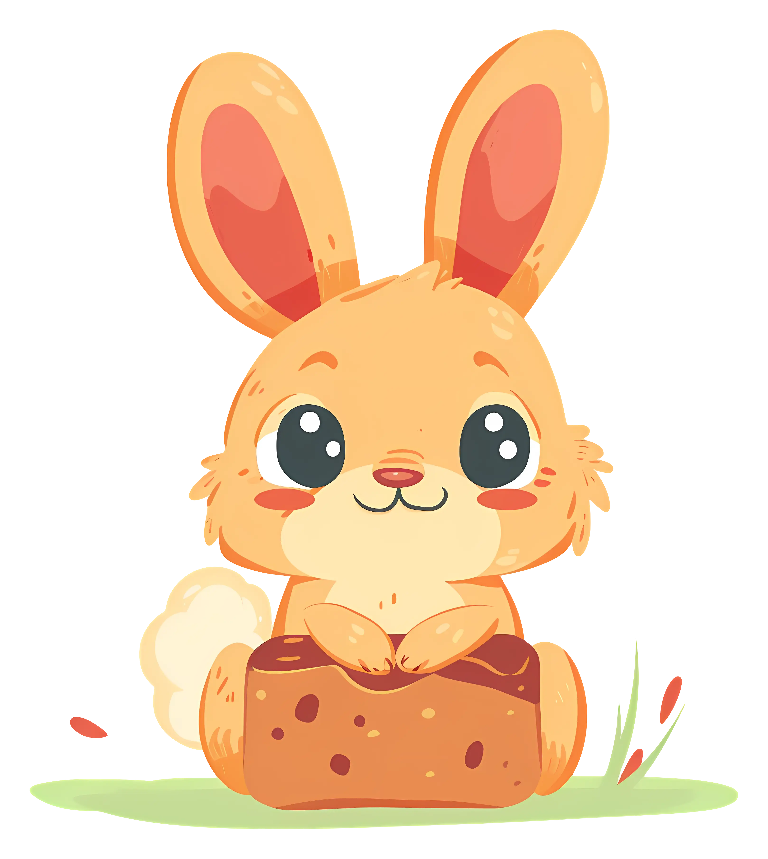 Cute Bunny Cartoon Holding a Loaf
