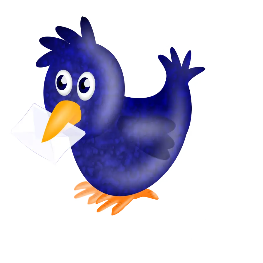 Cartoon Blue Bird Holding an Envelope