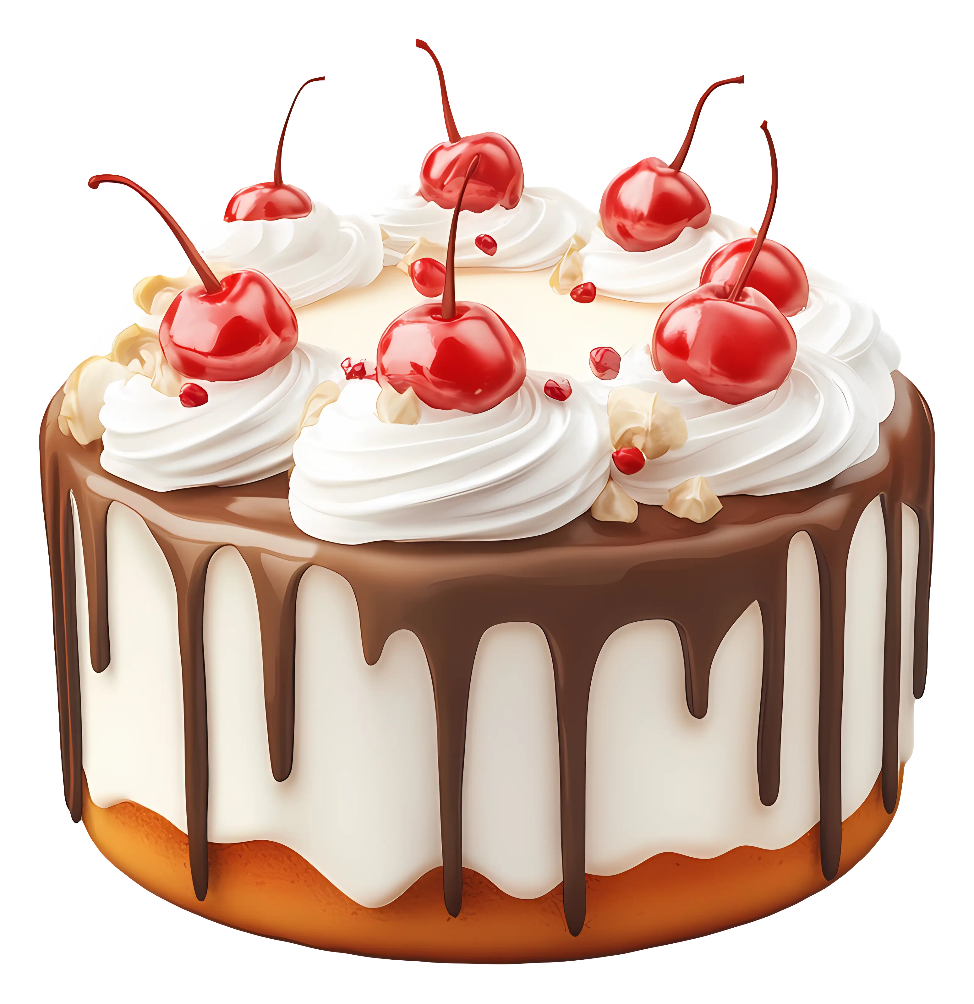 Chocolate Cake with Cherries and Cream