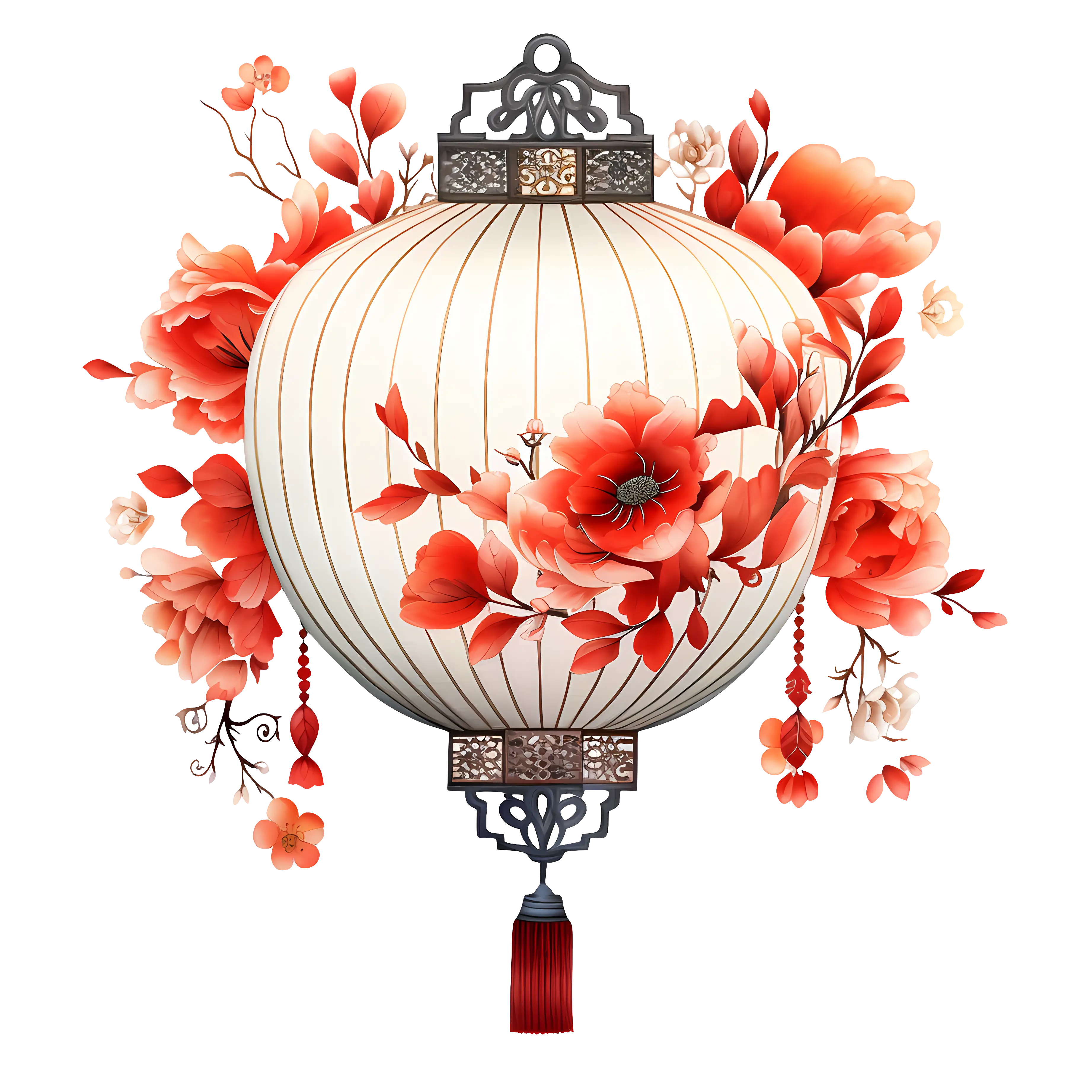Decorative Lantern with Festive Flowers
