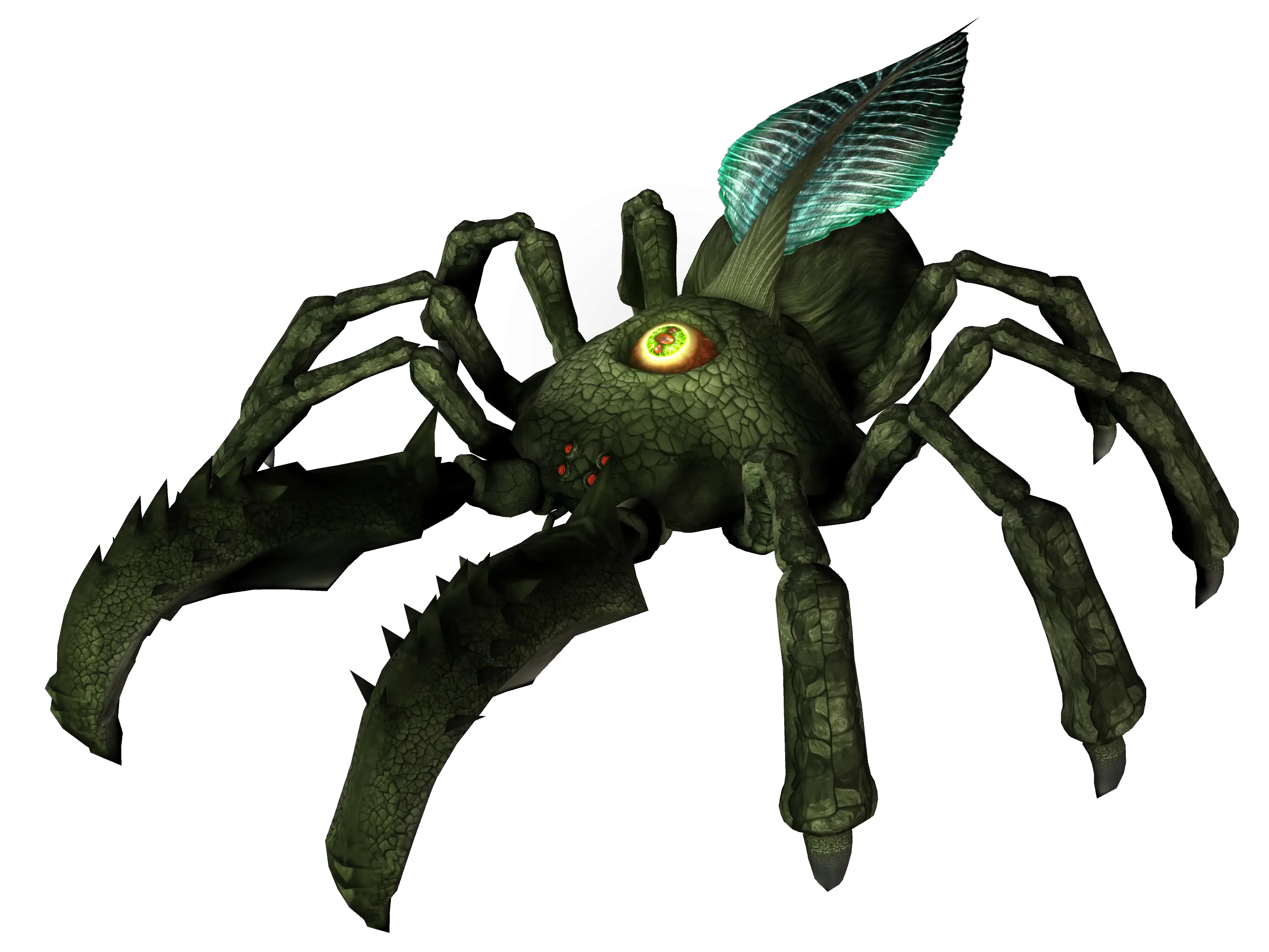 Fantasy Spider-Like Creature with Green Scaly Body