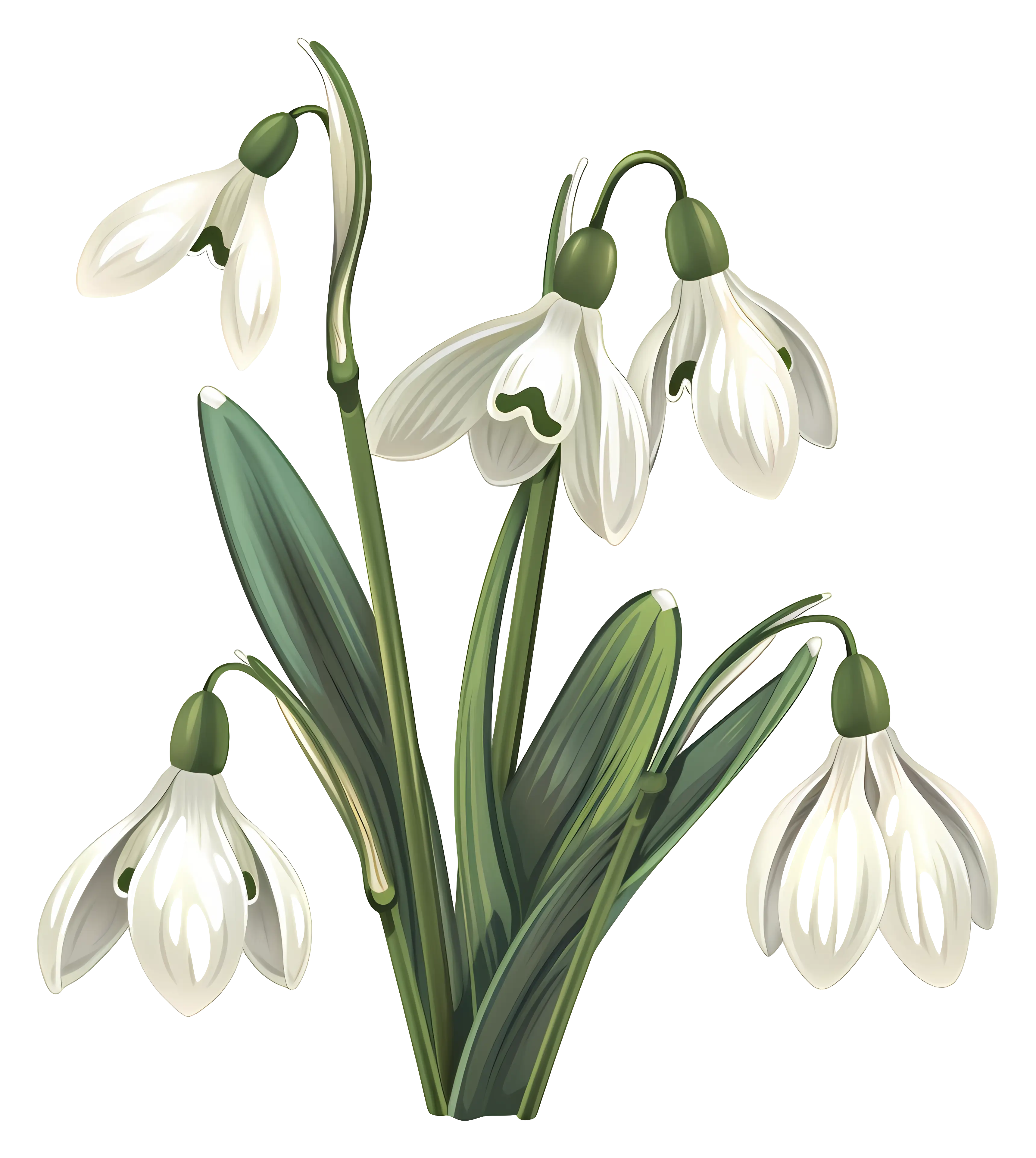 Illustration of Elegant Snowdrop Flowers