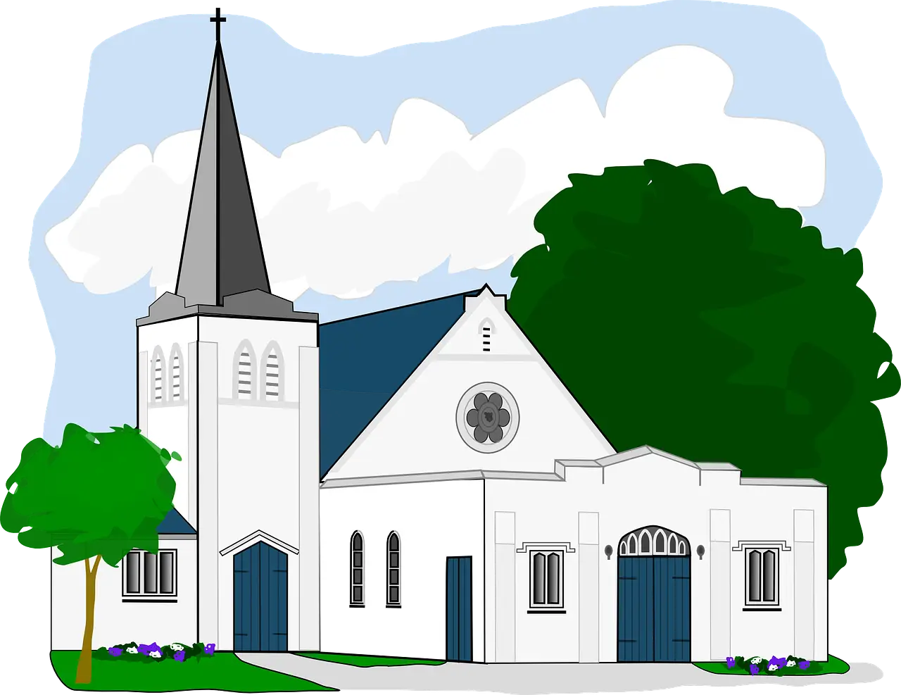 White Church with Steeple