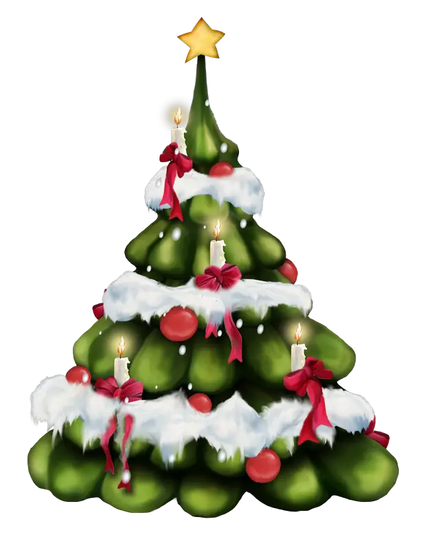 Decorated Festive Christmas Tree Illustration
