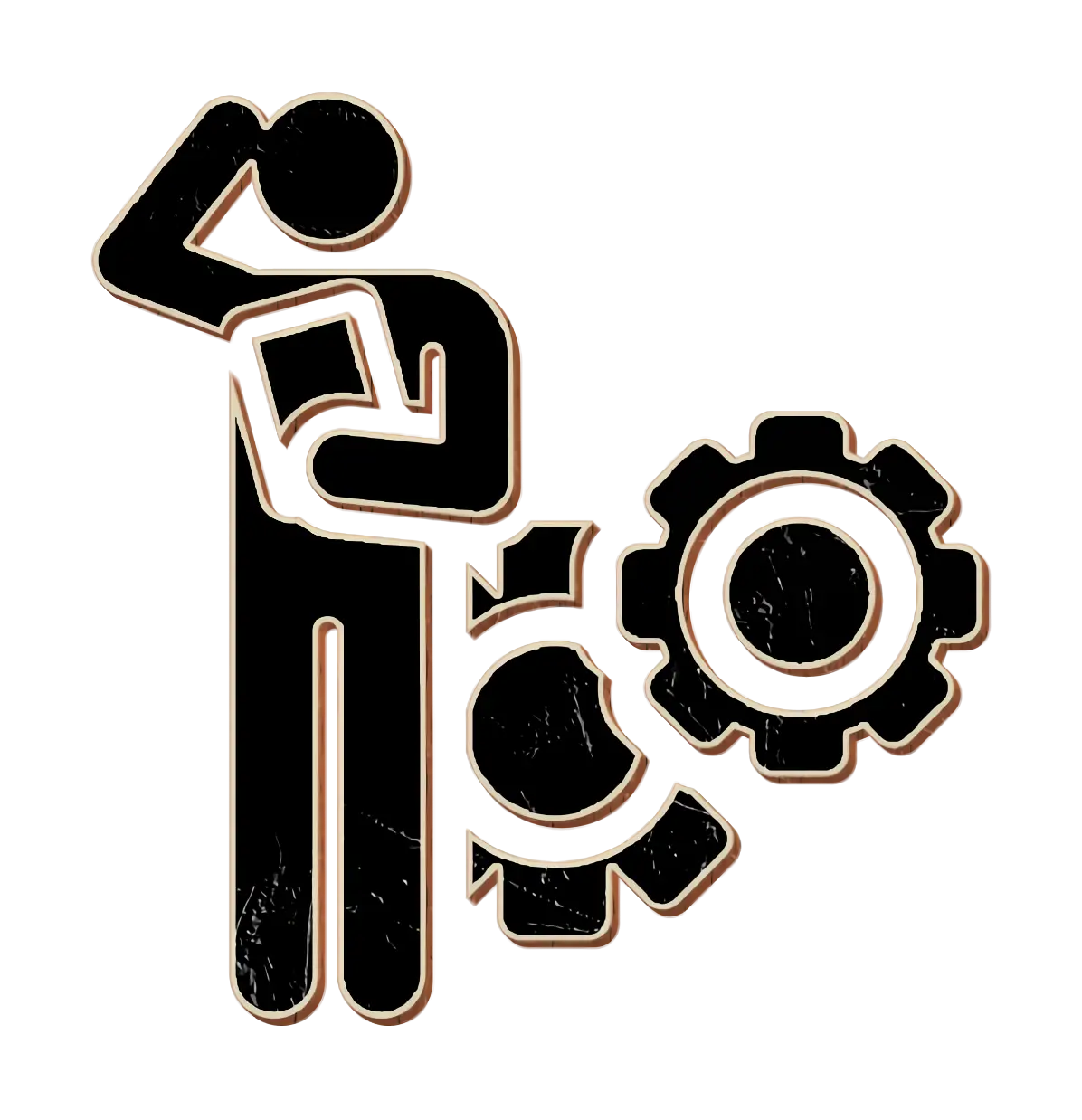 Confused Person with Gears Icon