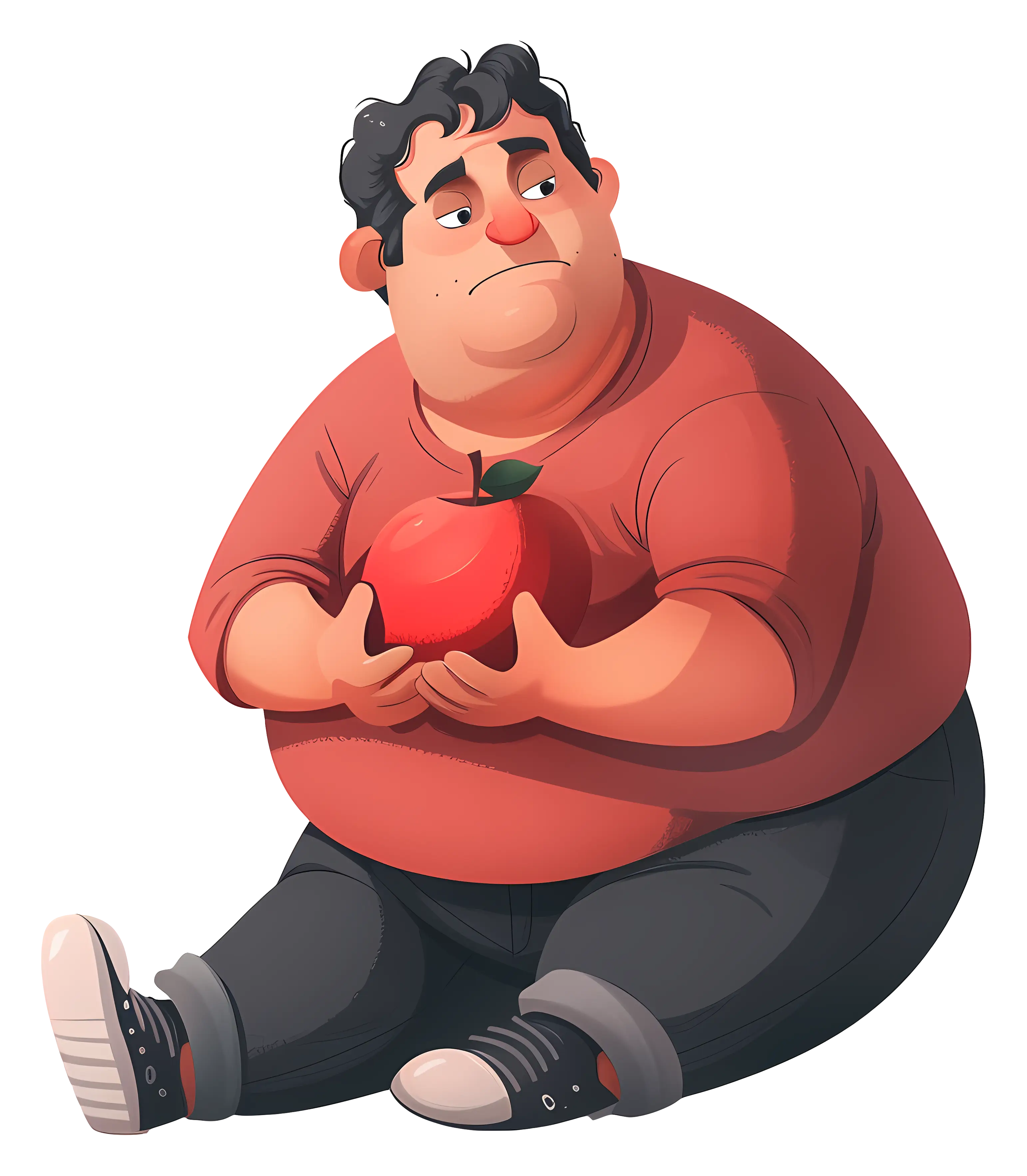 Cartoon Man with Apple