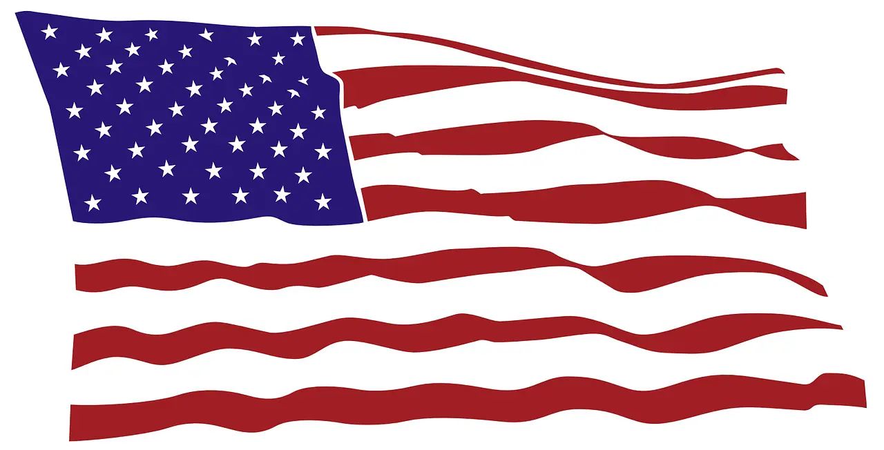 Waving United States Flag in Red, White, and Blue