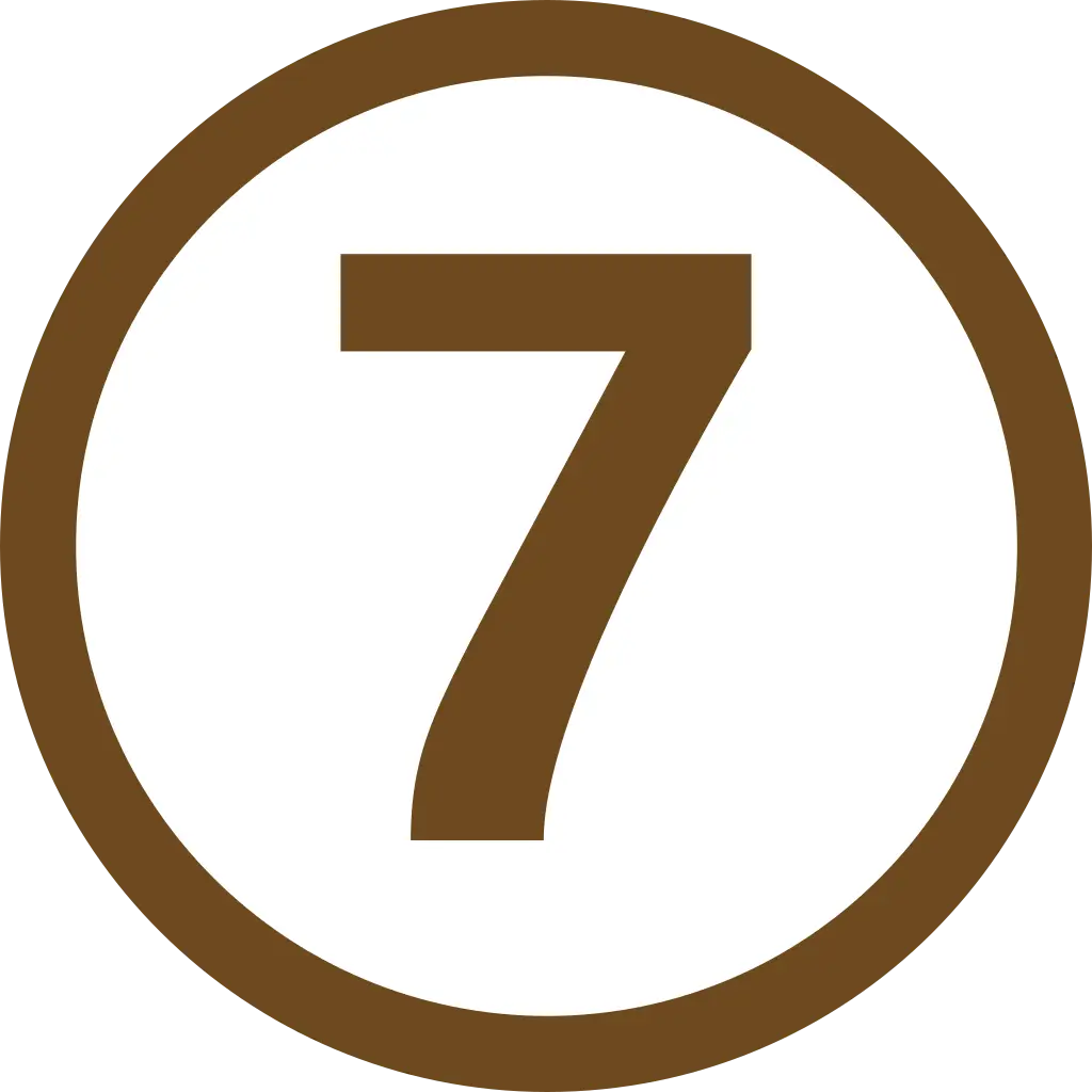 Brown Number Seven in Circular Frame
