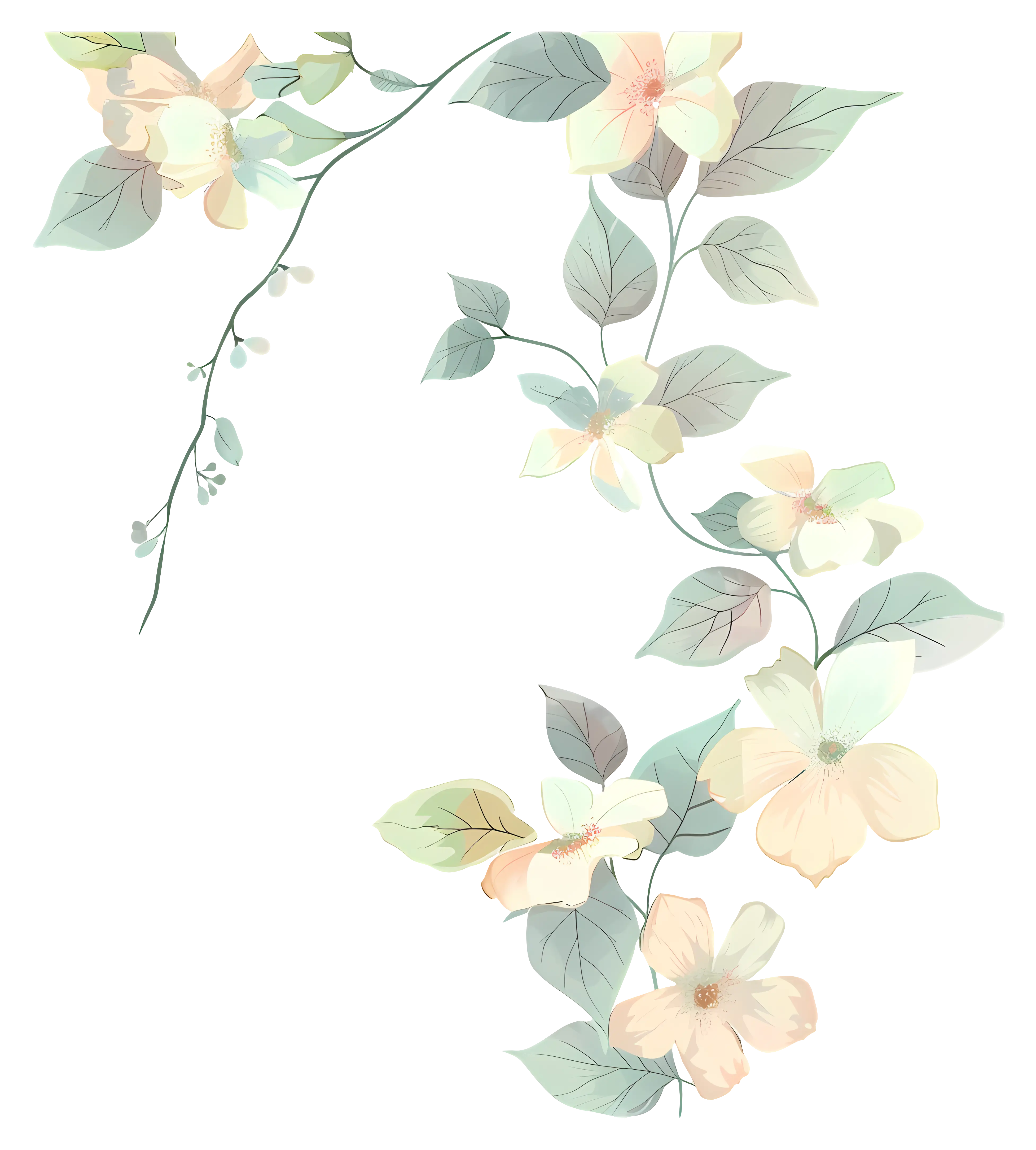 Elegant Floral Design with Leaves