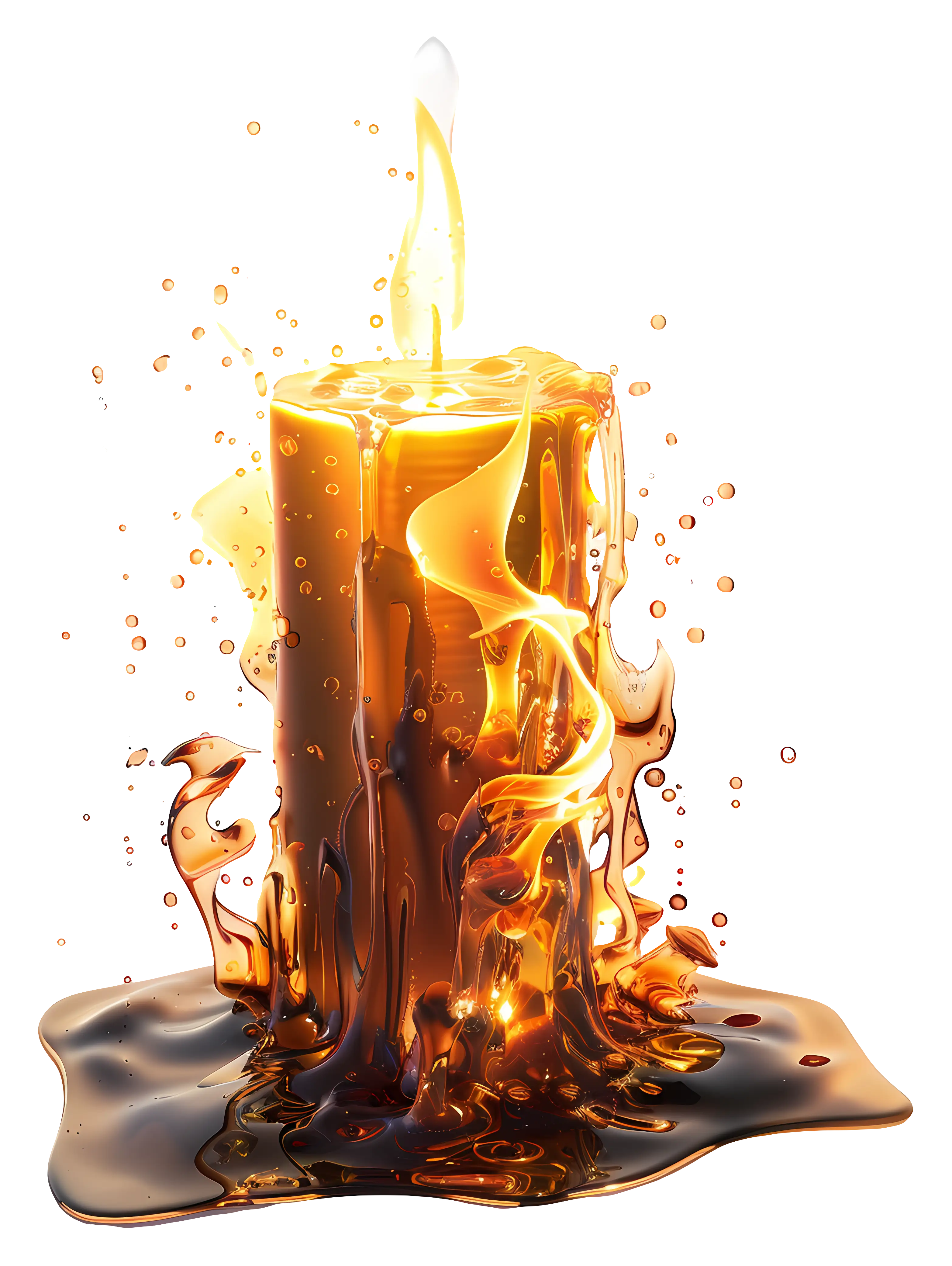 Melting Candle with Fire Illustration