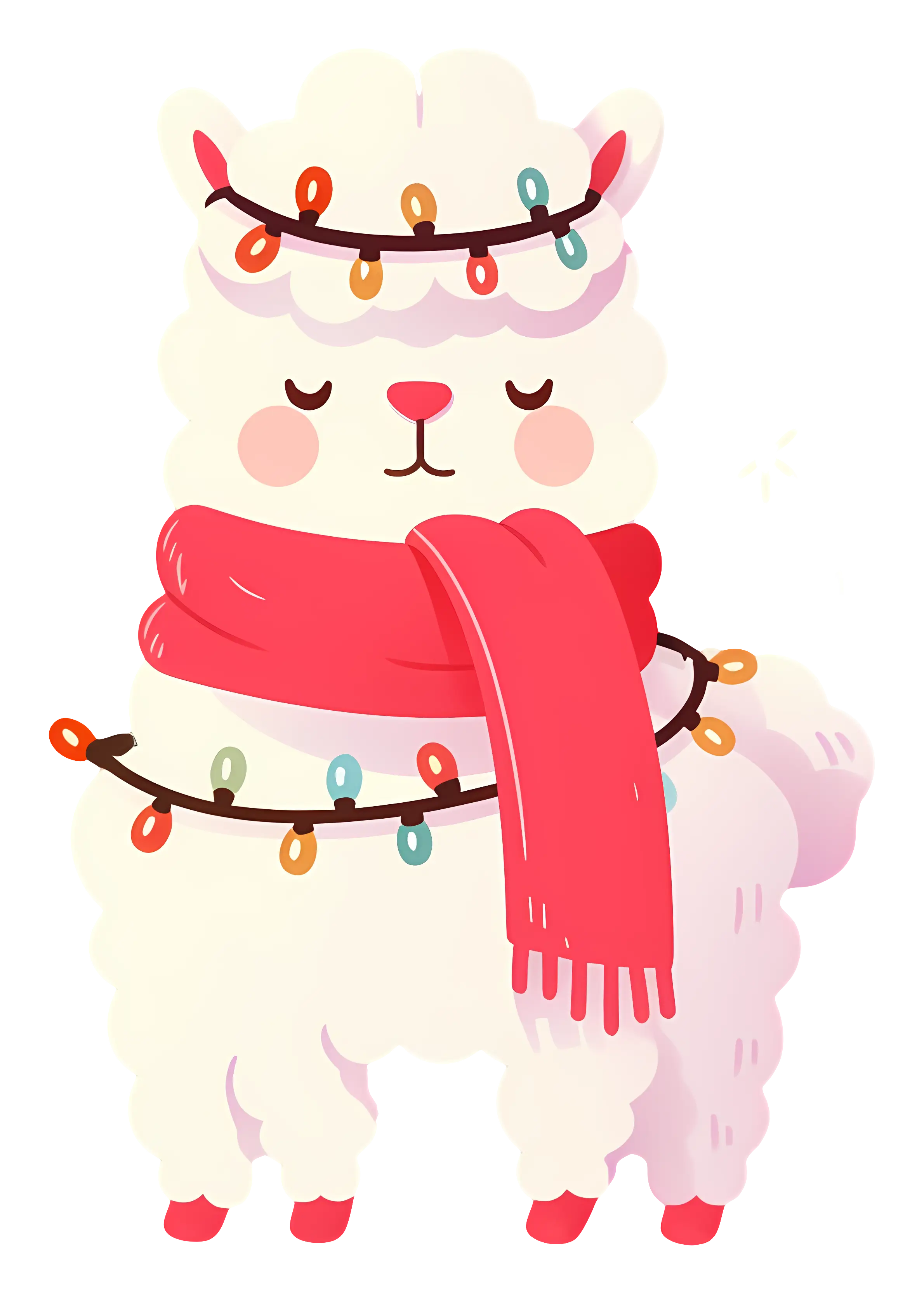Festive Llama with Lights and Scarf