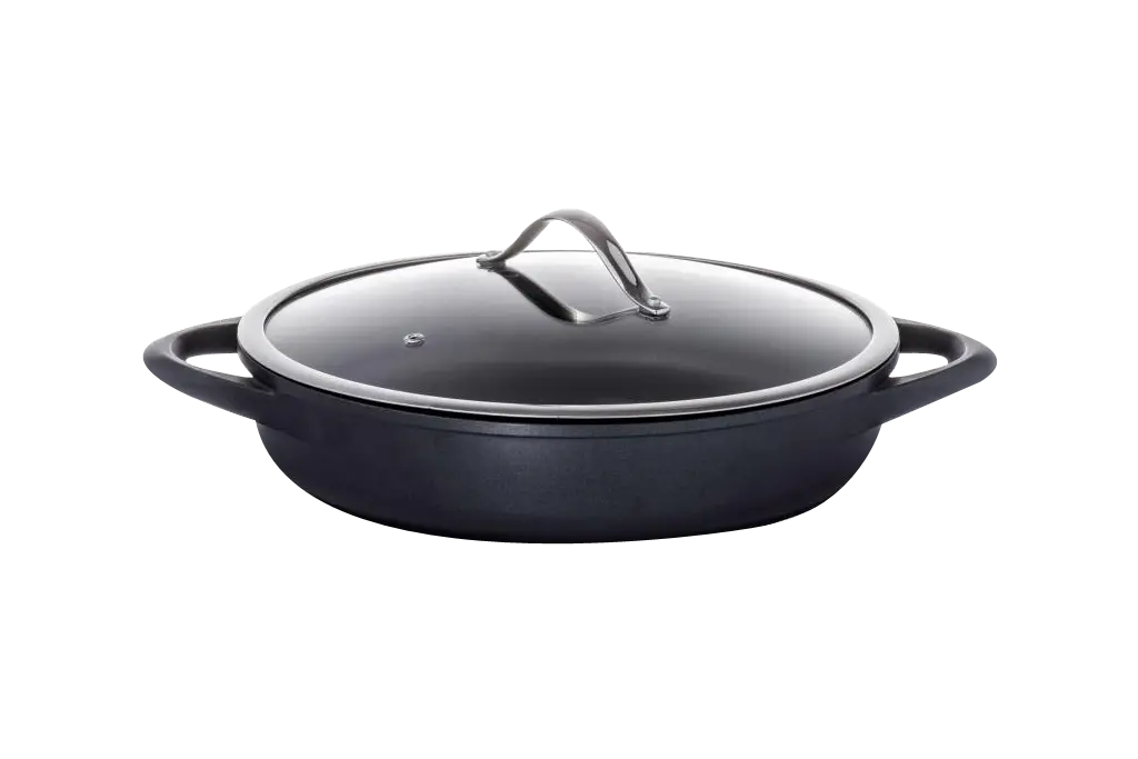 Black Pan with Lid for Cooking