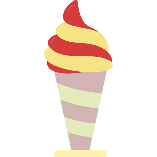 Red and Yellow Swirl Ice Cream Cone
