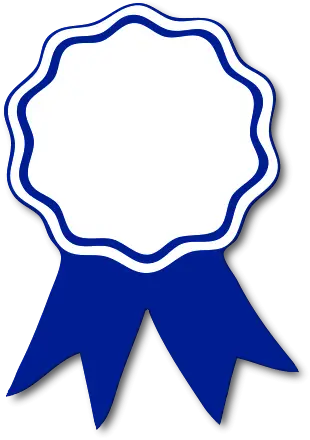 Blue Award Ribbon with Recognition Symbol
