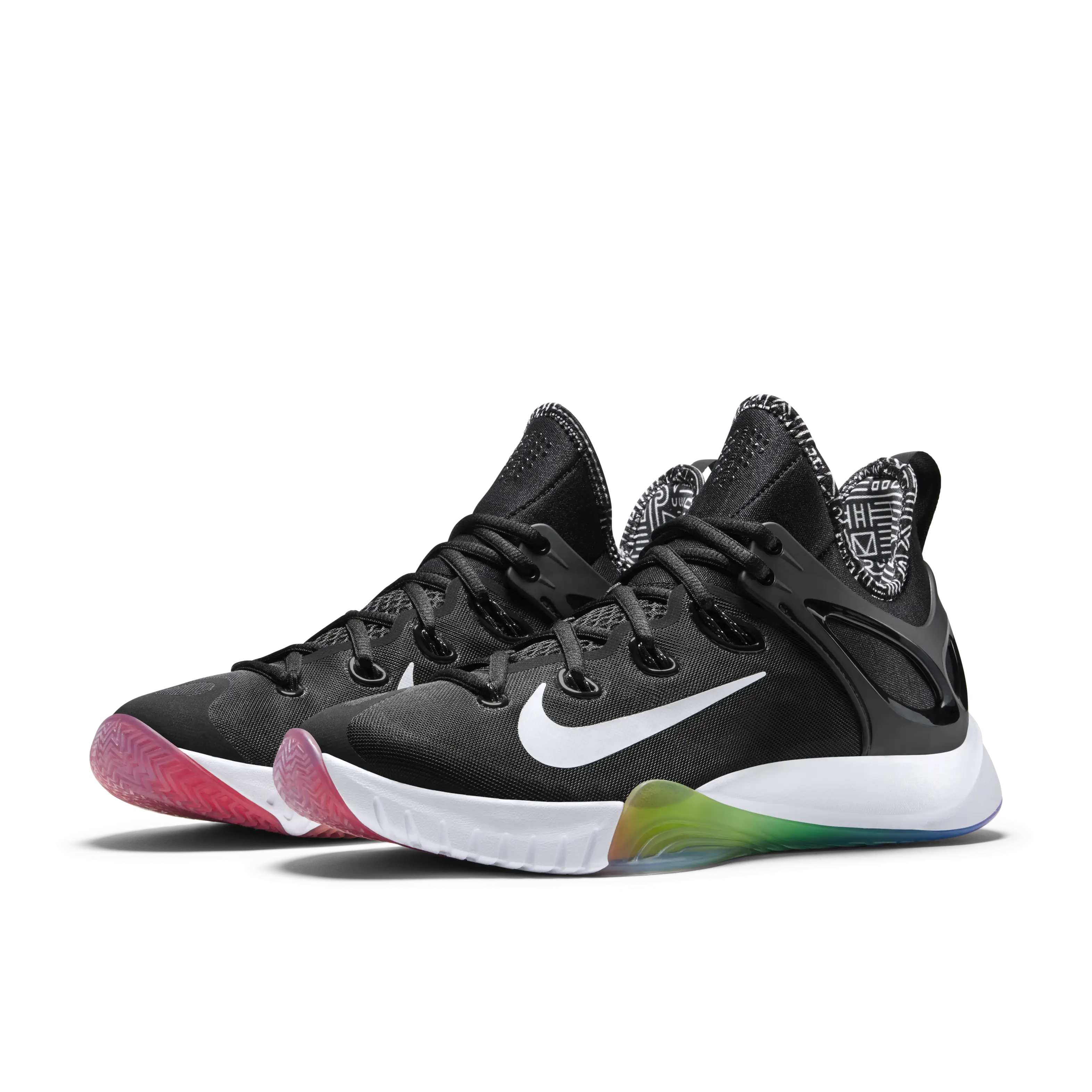 Black Sneakers with Brand Design and Colorful Accents