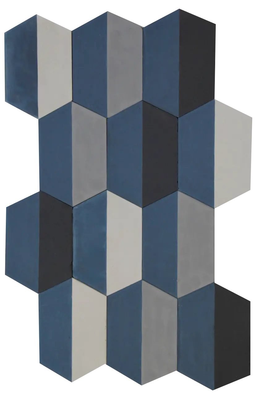 Hexagonal Blue-Grey Tile Design