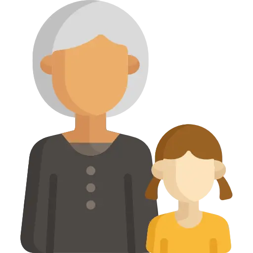 Elderly Woman and Child Illustration