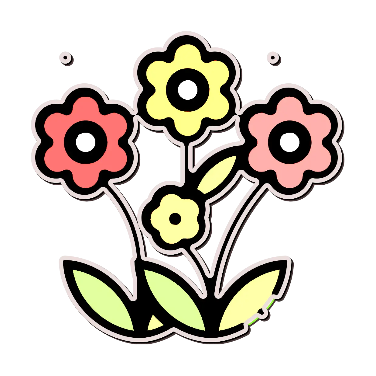 Cartoon Flowers in Bright Colors