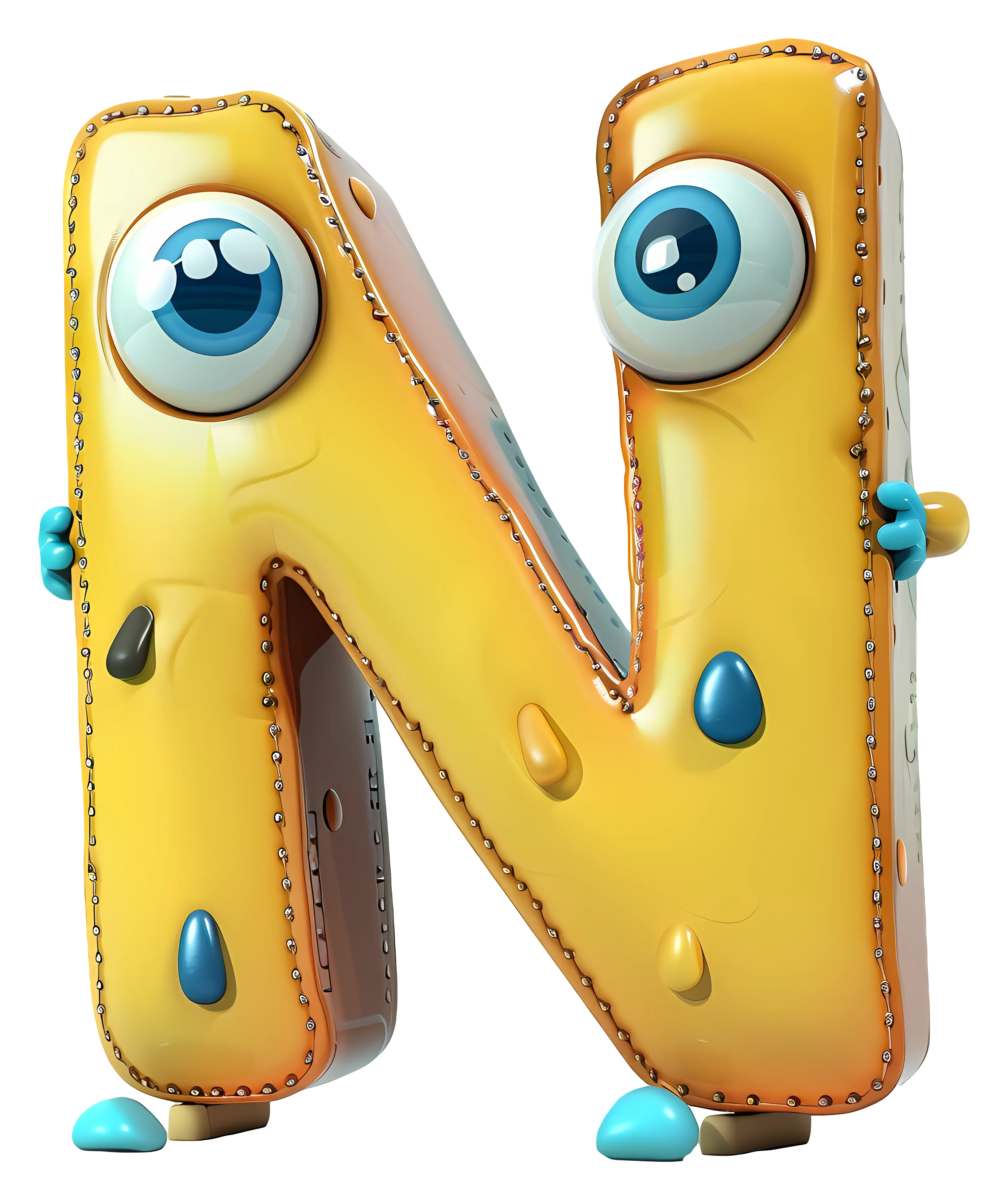 Letter N with Eyes Cartoon