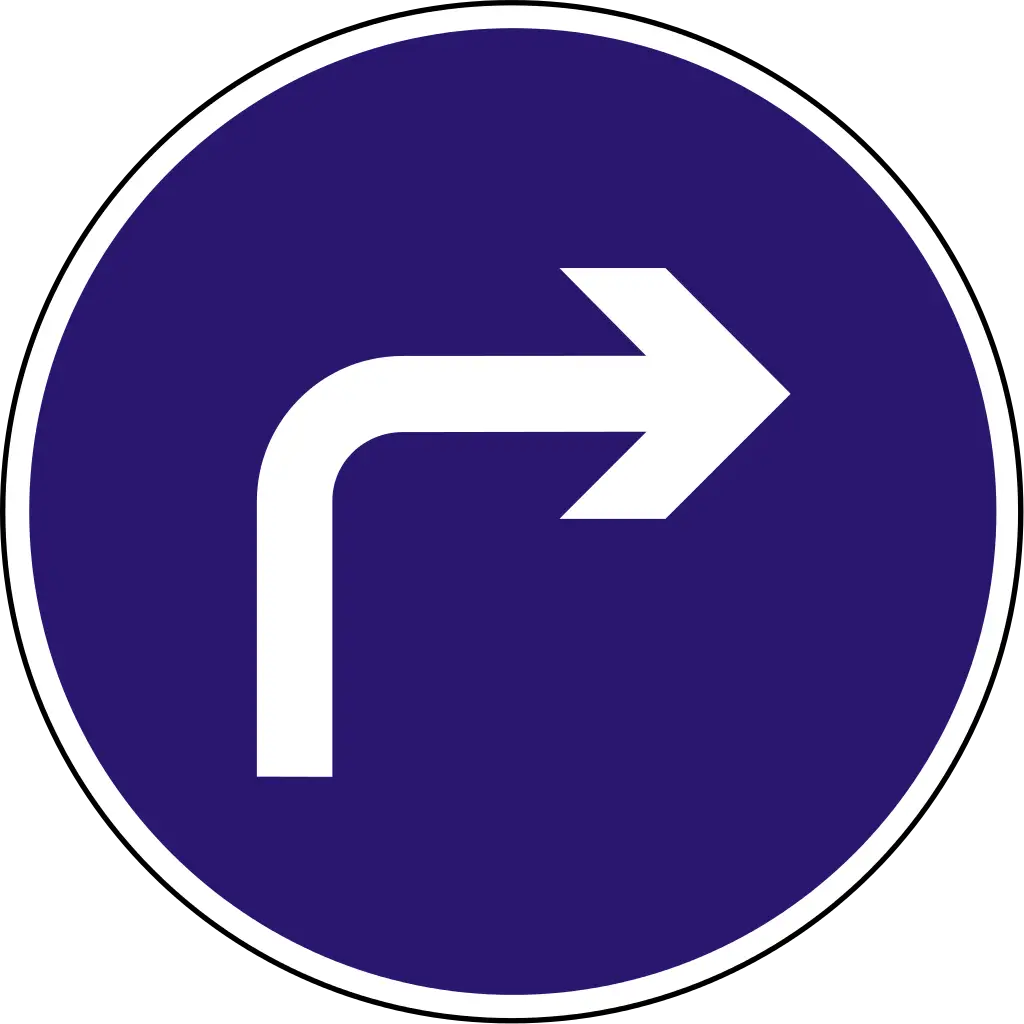Circular Right Turn Road Sign