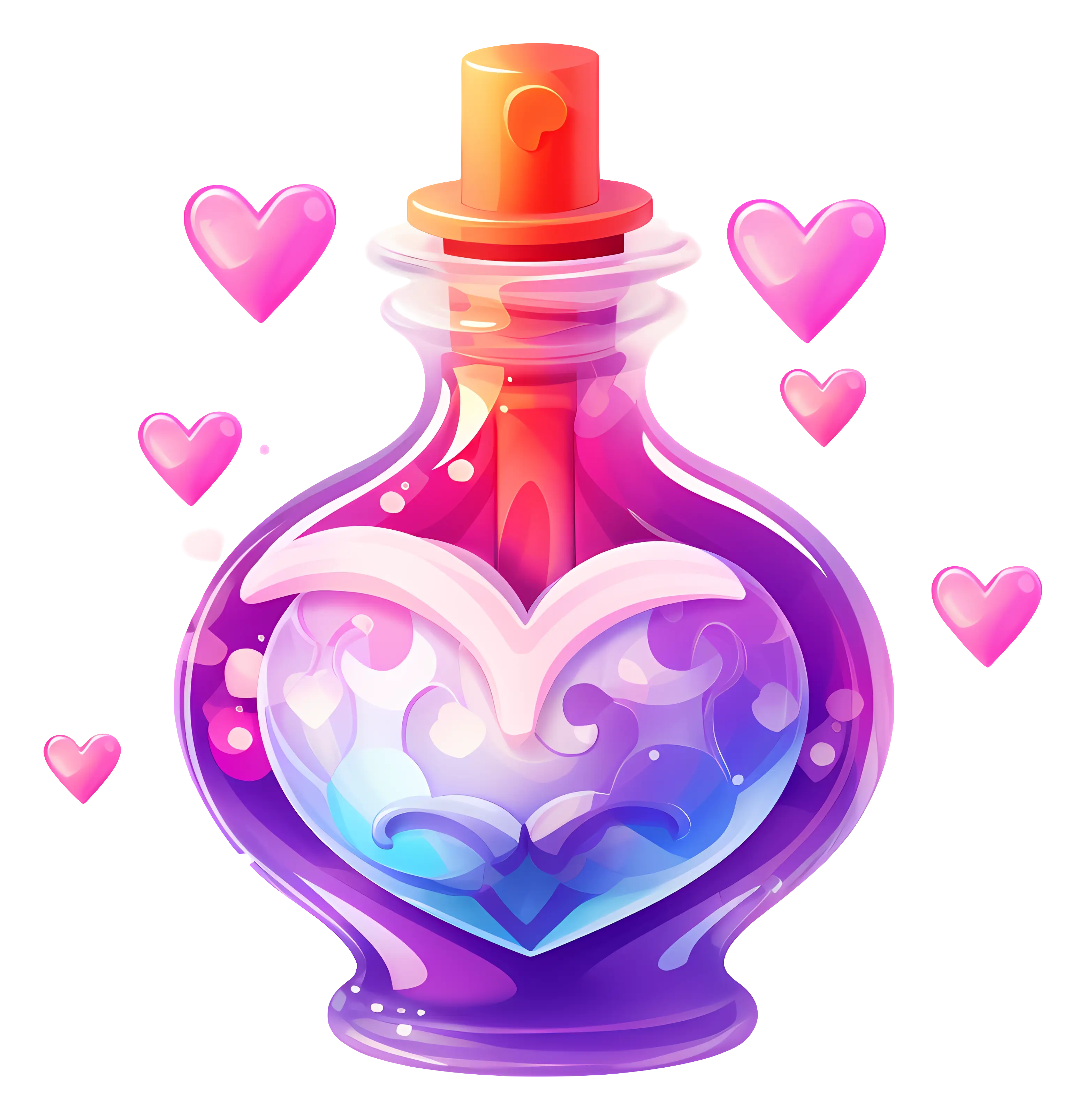 Love Potion Bottle with Magical Hearts