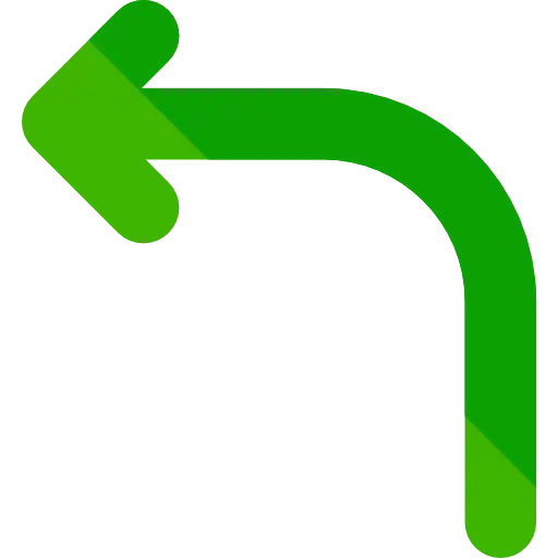 Green Curved Left Arrow