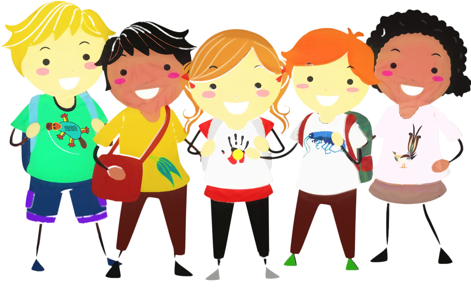 Smiling Group of Diverse Kids Illustration