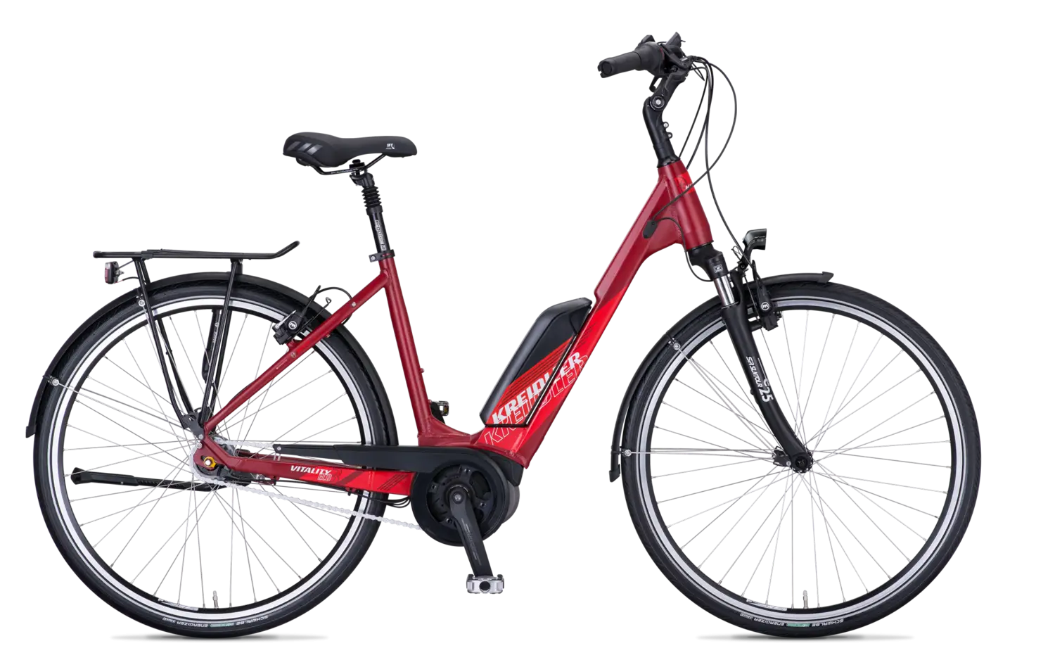 Red Electric Bike with Storage Rack for Urban Use