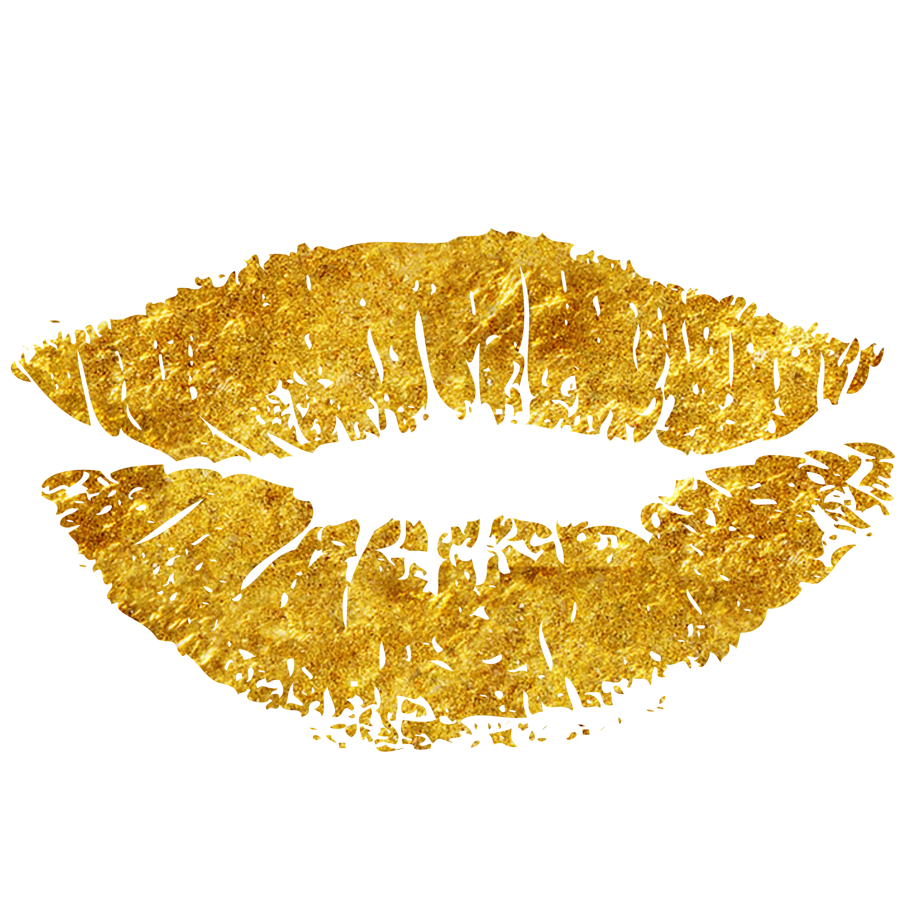 Golden Kiss Lips Print