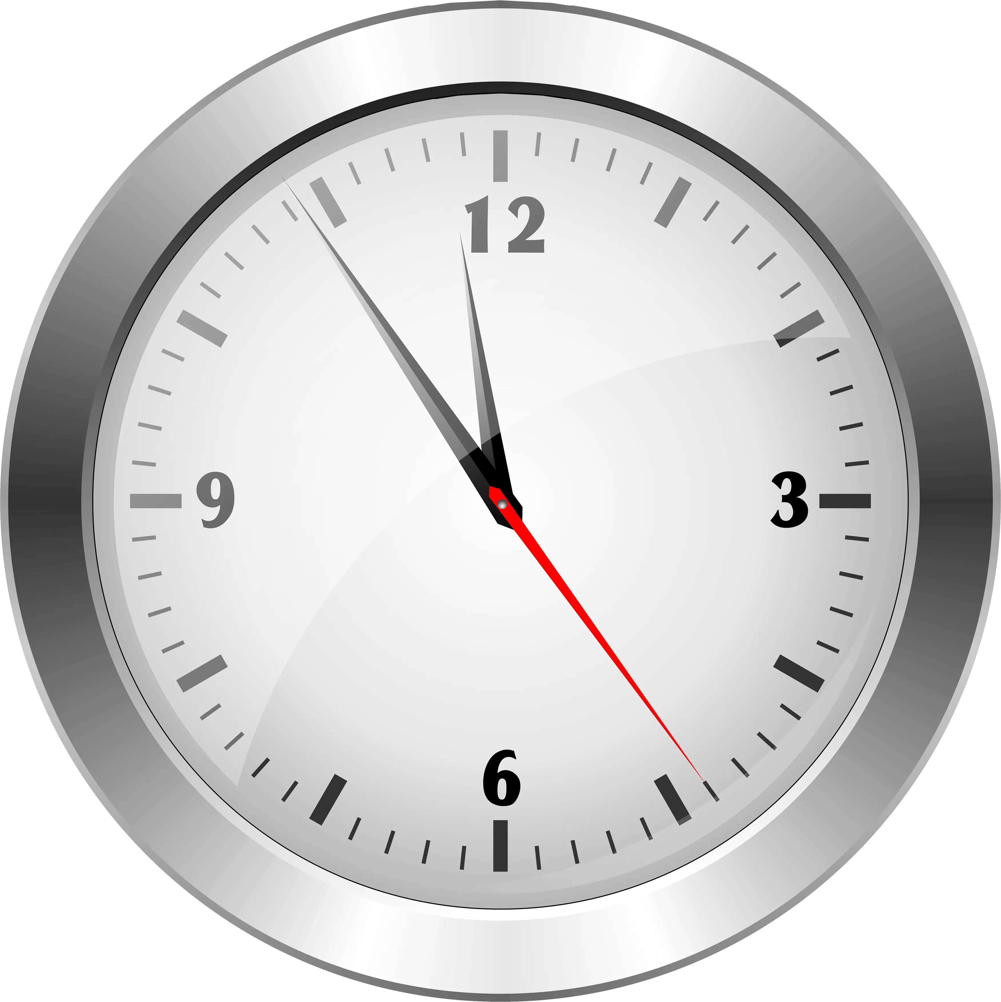 Silver Analog Clock with Black Hands
